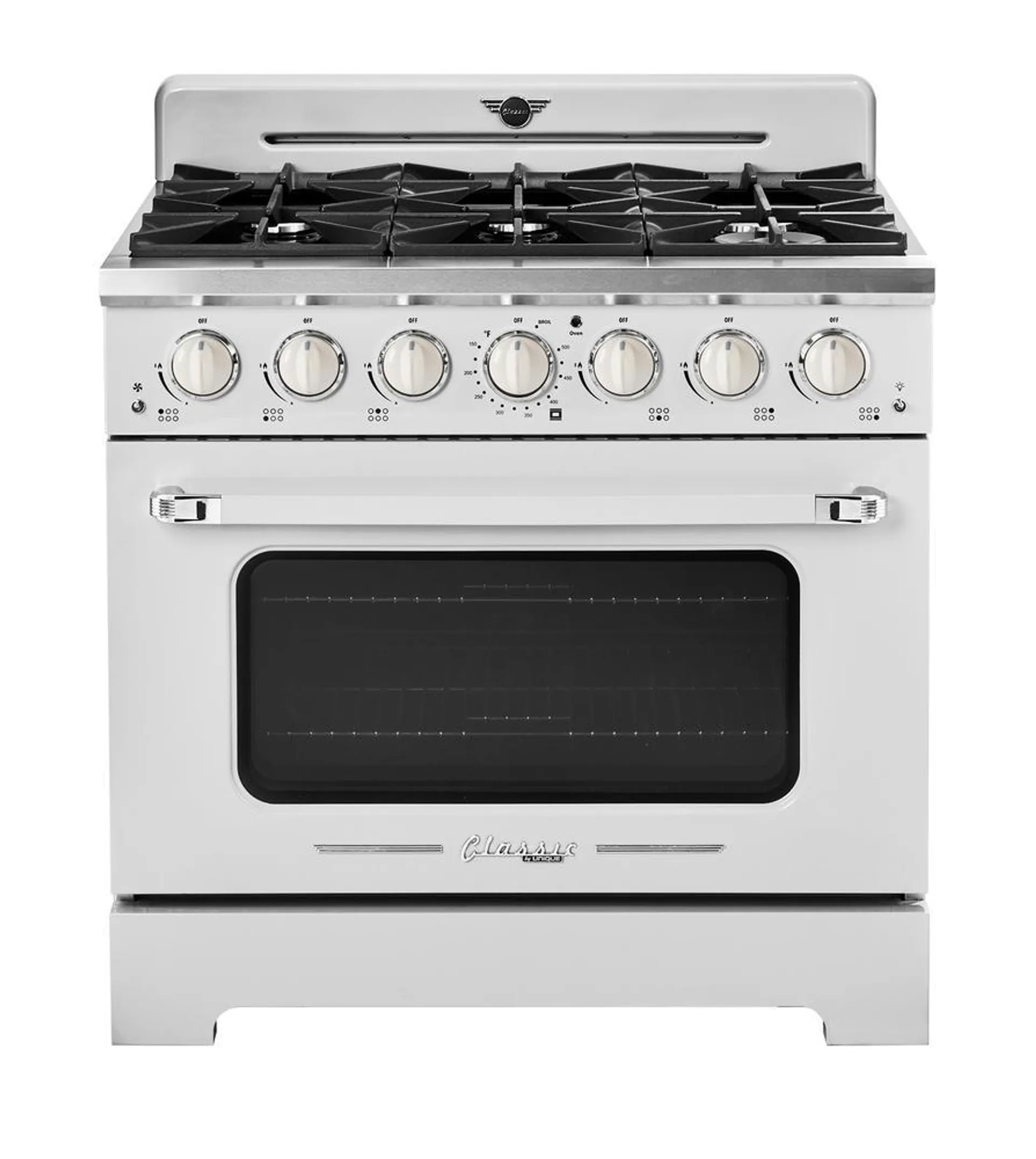 Unique® 36" 5.2 cu.ft Marshmallow White Retro Gas Range