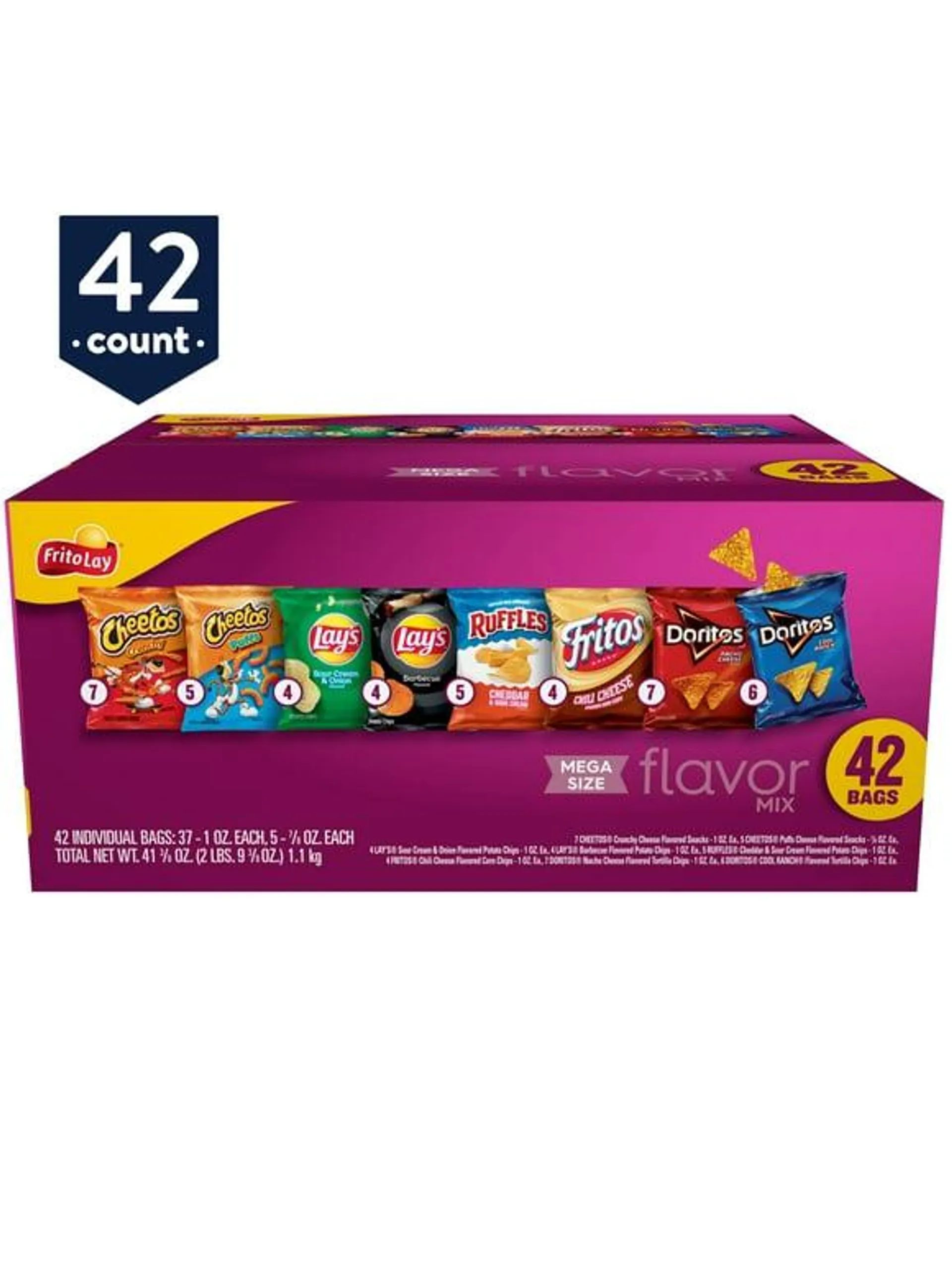 Frito-Lay Snacks Flavor Mix Snack Chips, 42 Count Multipack