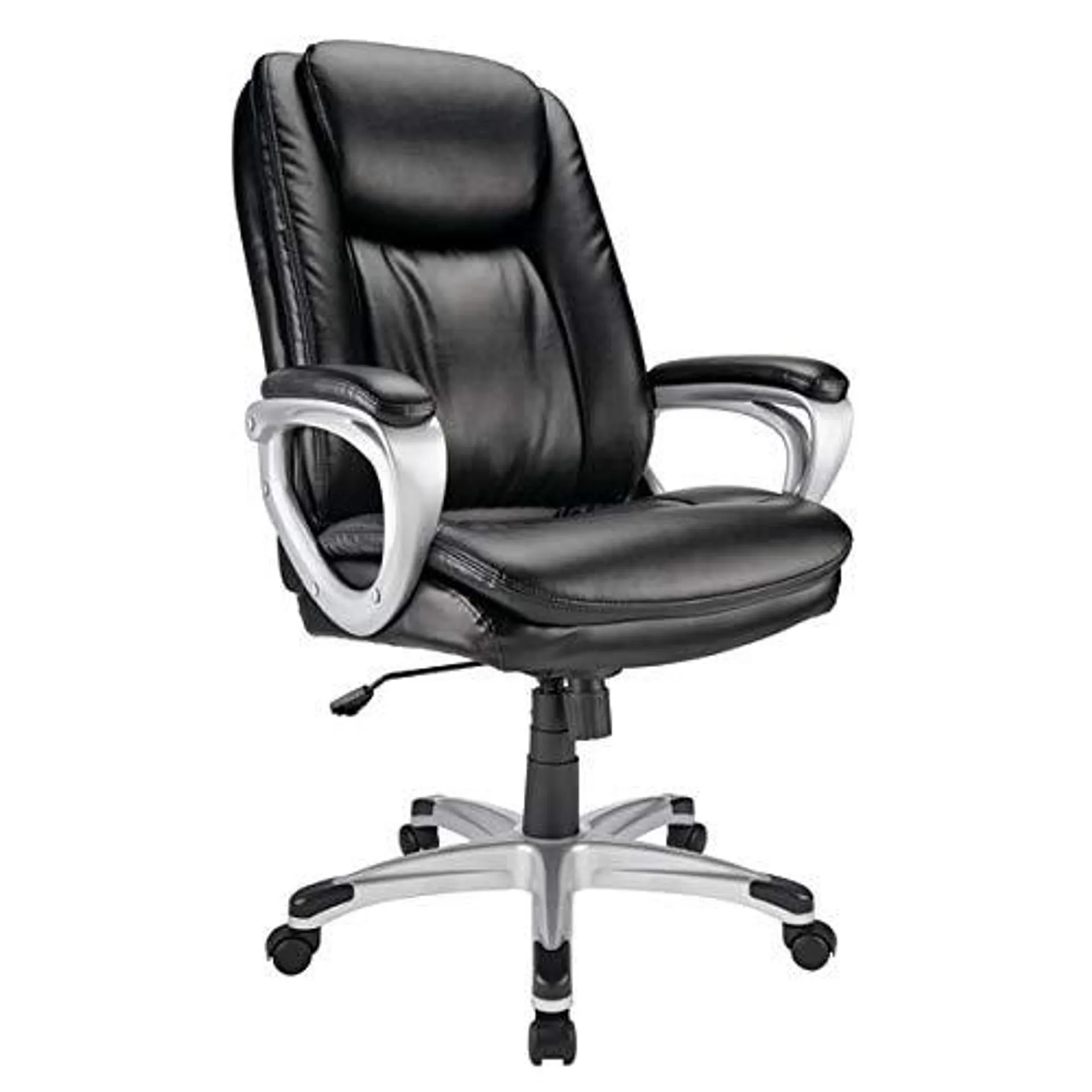 Realspace Tresswell Bonded Leather HighBack Chair BlackSilver