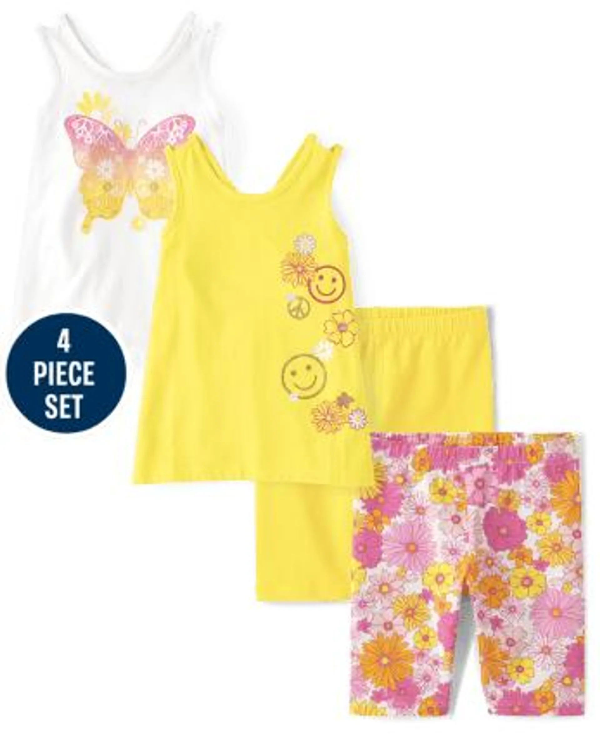 Girls Butterfly 4-Piece Outfit Set - multi clr