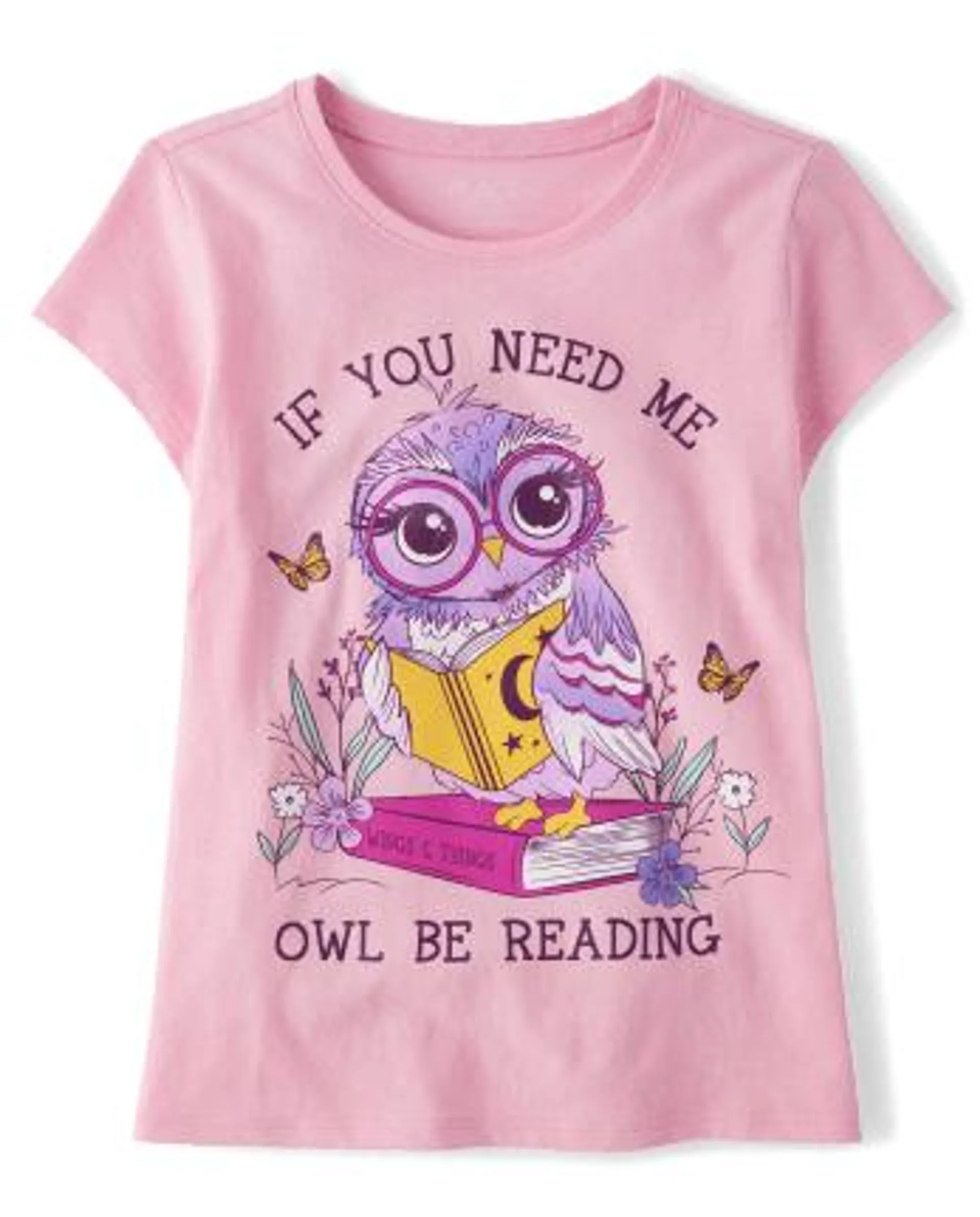 Girls Owl Be Reading Graphic Tee - luau