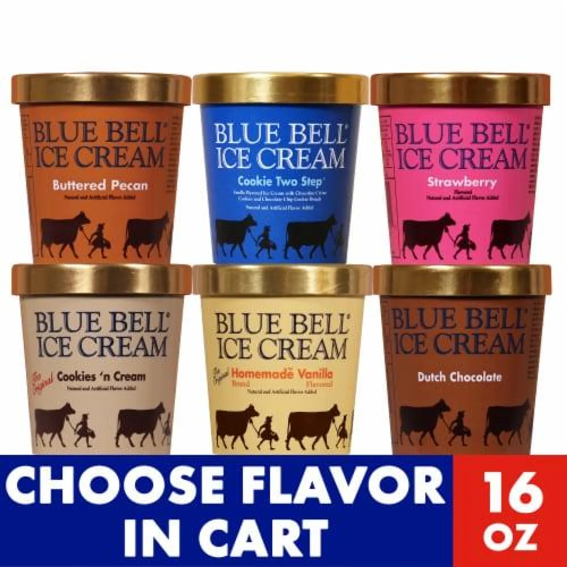 Blue Bell® Gold Rim Assorted Flavors Ice Cream Pint