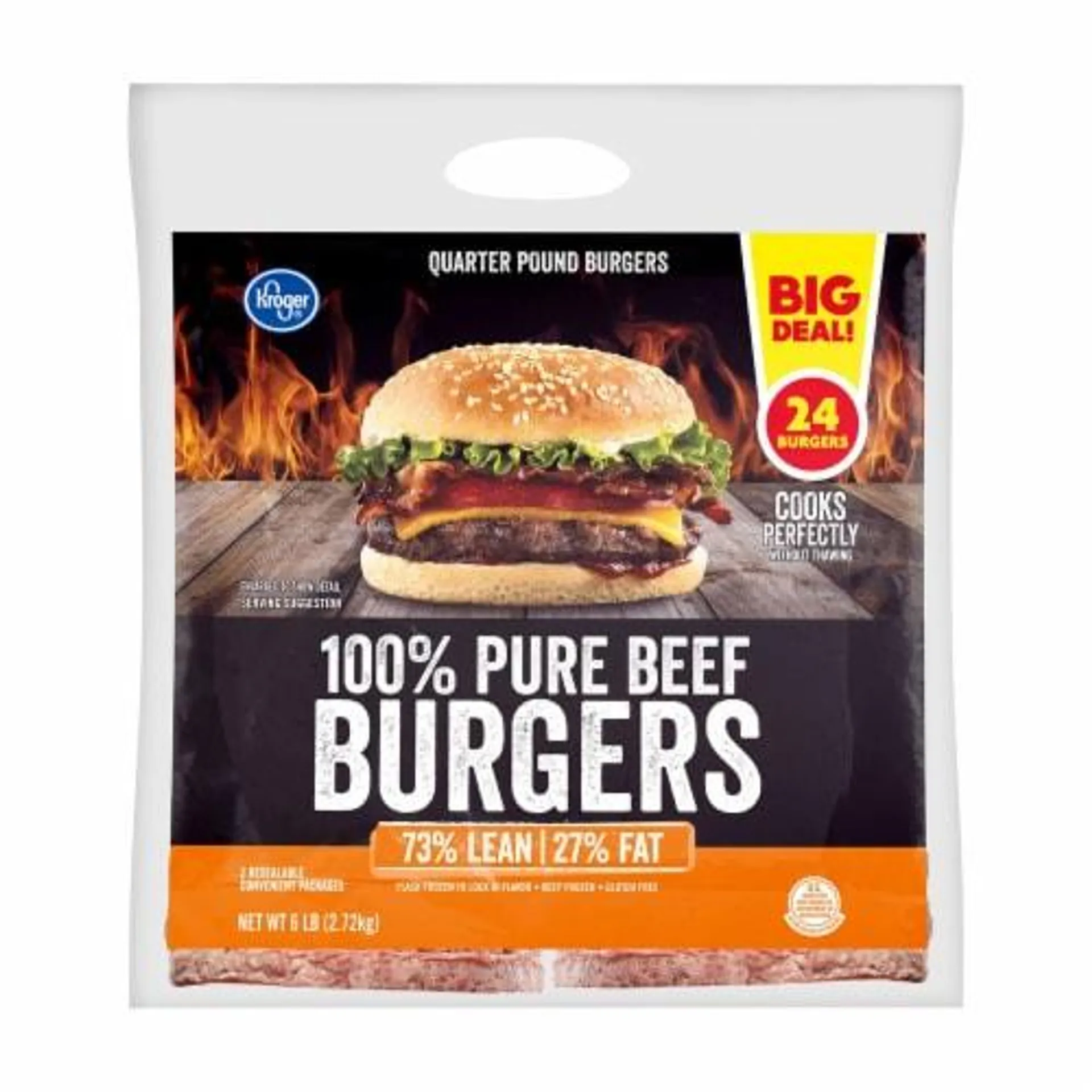 Kroger® 73% Lean 100% Pure Beef Quarter Pound Burgers BIG Deal!