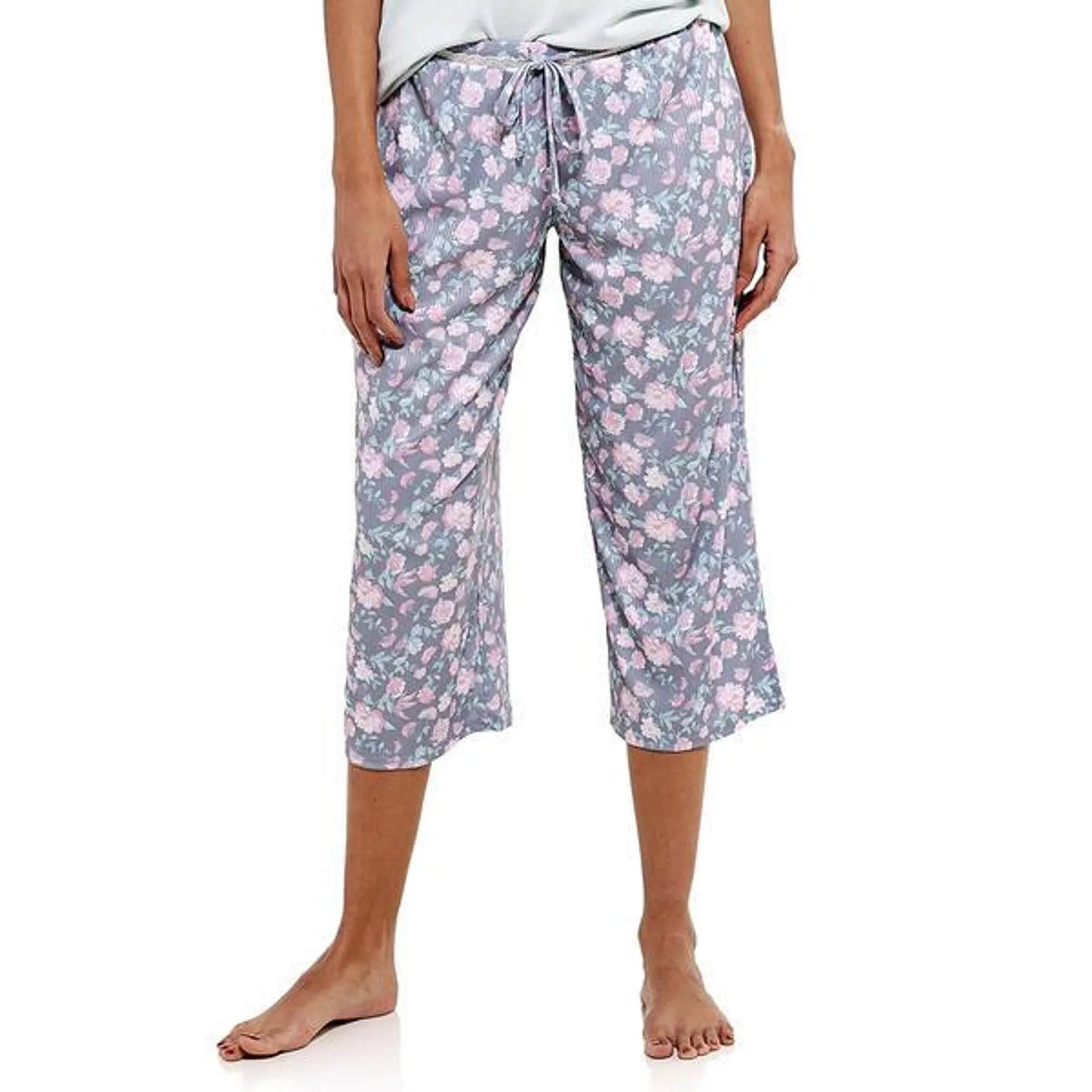 Womens Jessica Simpson Wide Rib Brush Floral Capri Pajama Pants