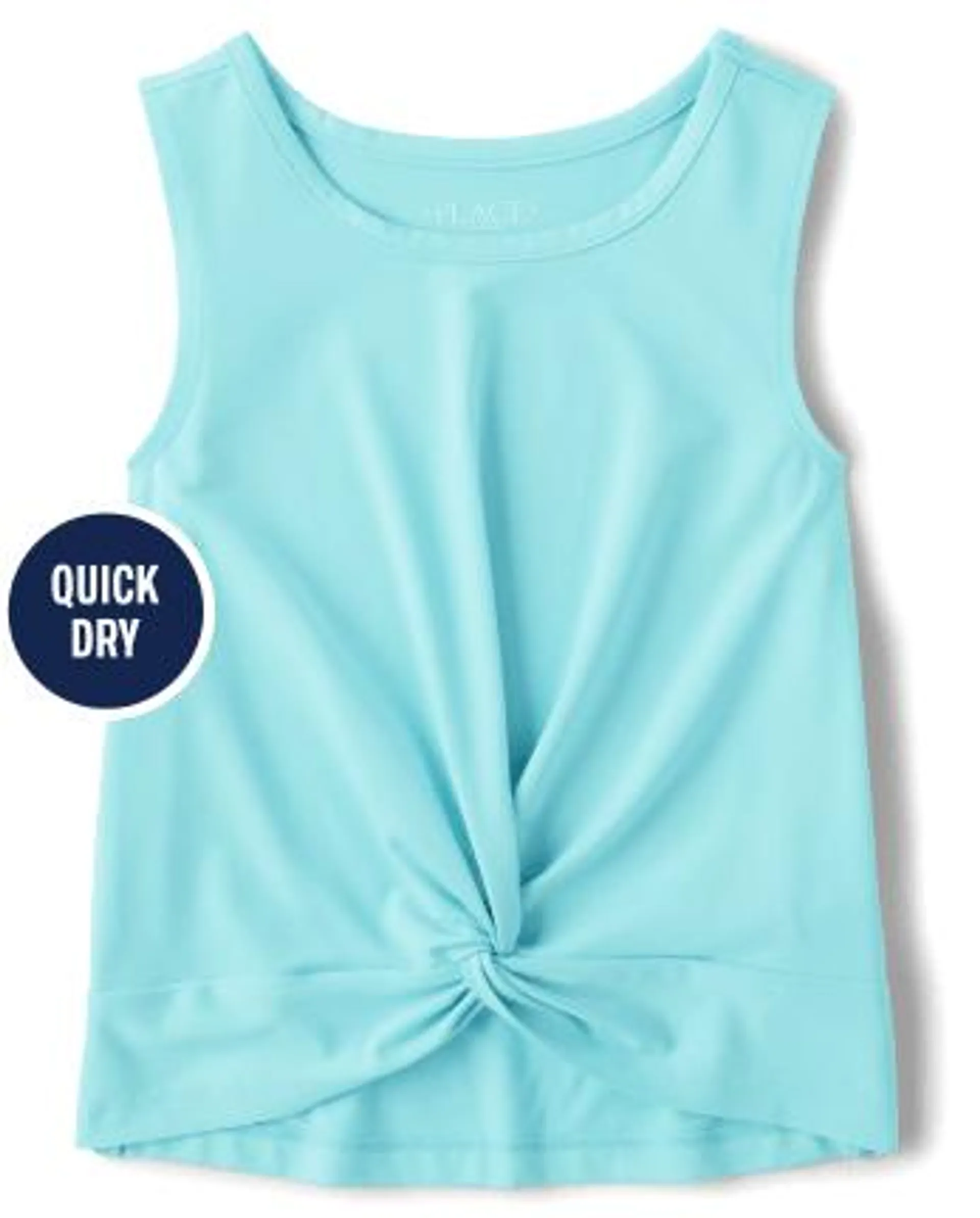 Girls Quick Dry Twist Front Tank Top - time for teal