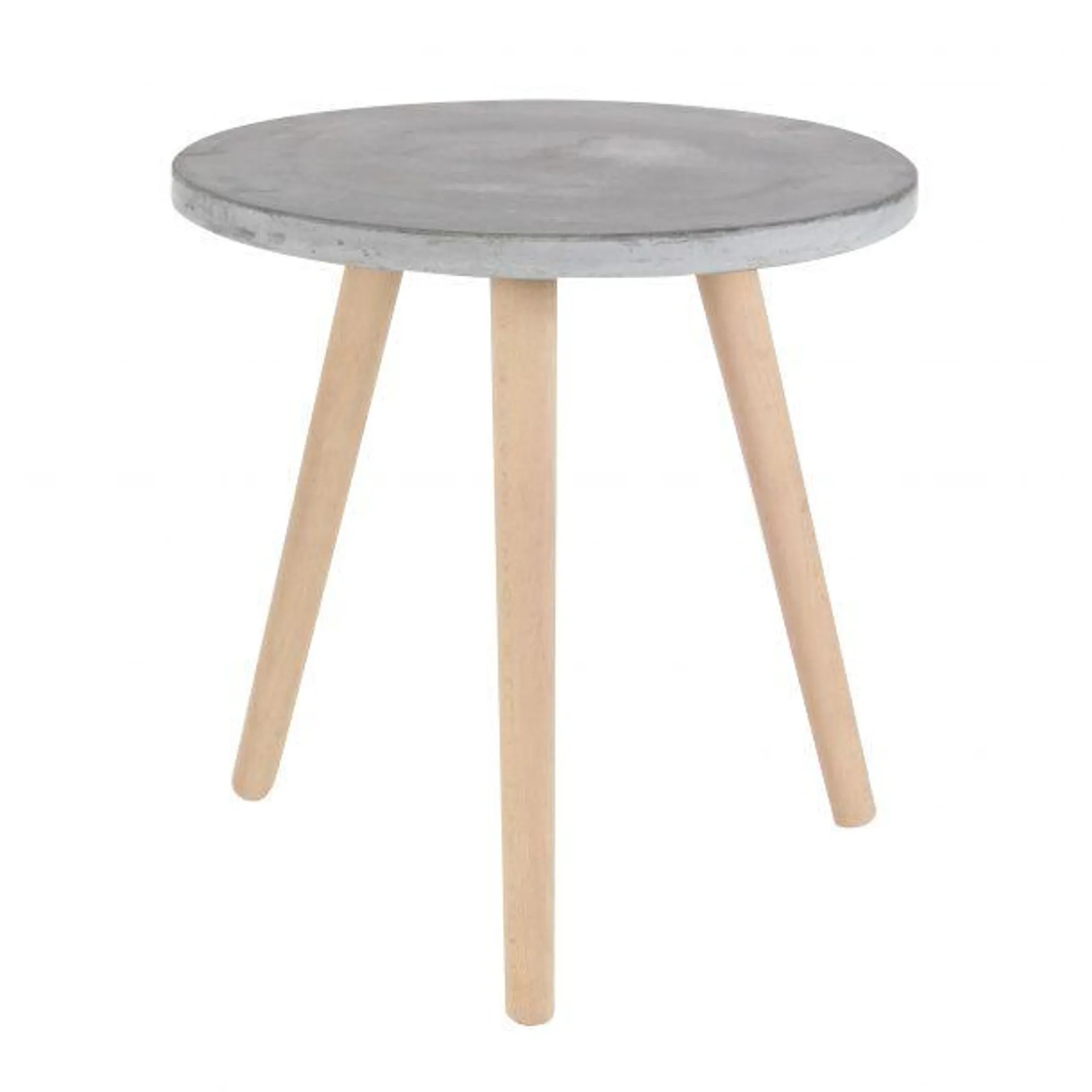 Grey Fiber clay and Beech Wood Contemporary Accent Table, 18x17x17