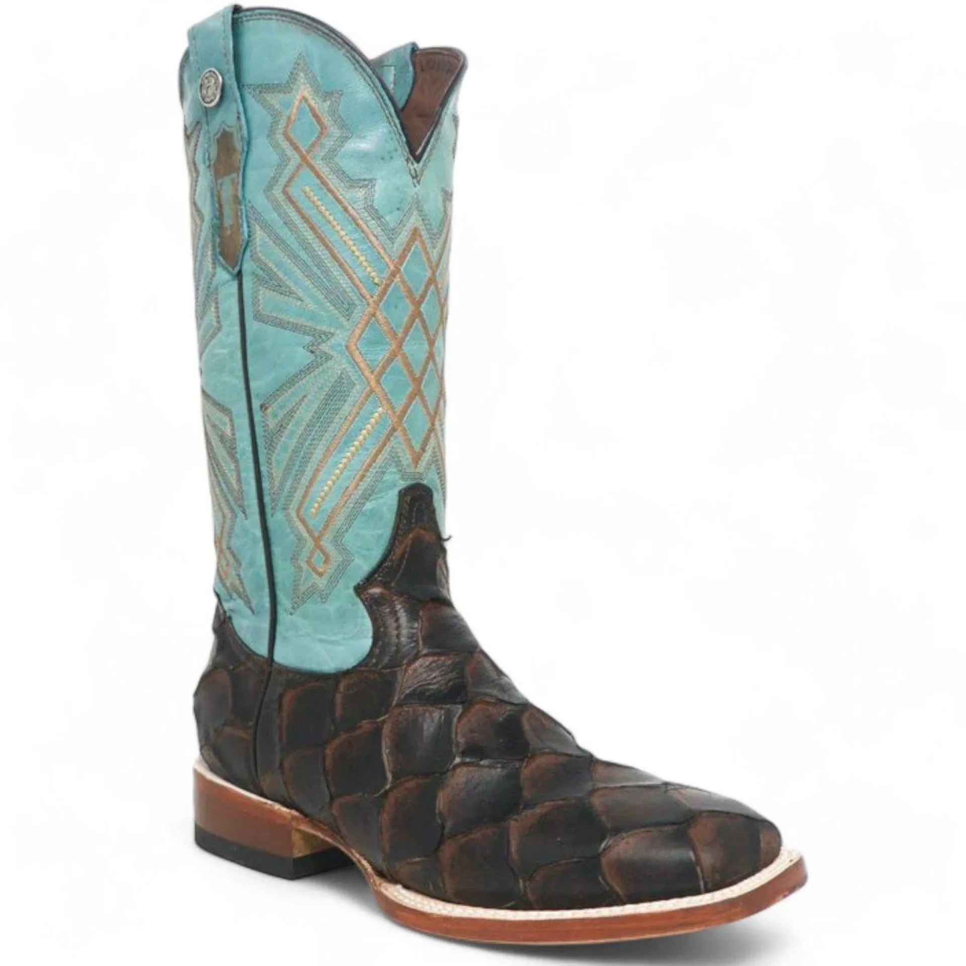 Tanner Mark Women's 'Kaci Mae' Print Monster Fish Square Toe Boots Choco