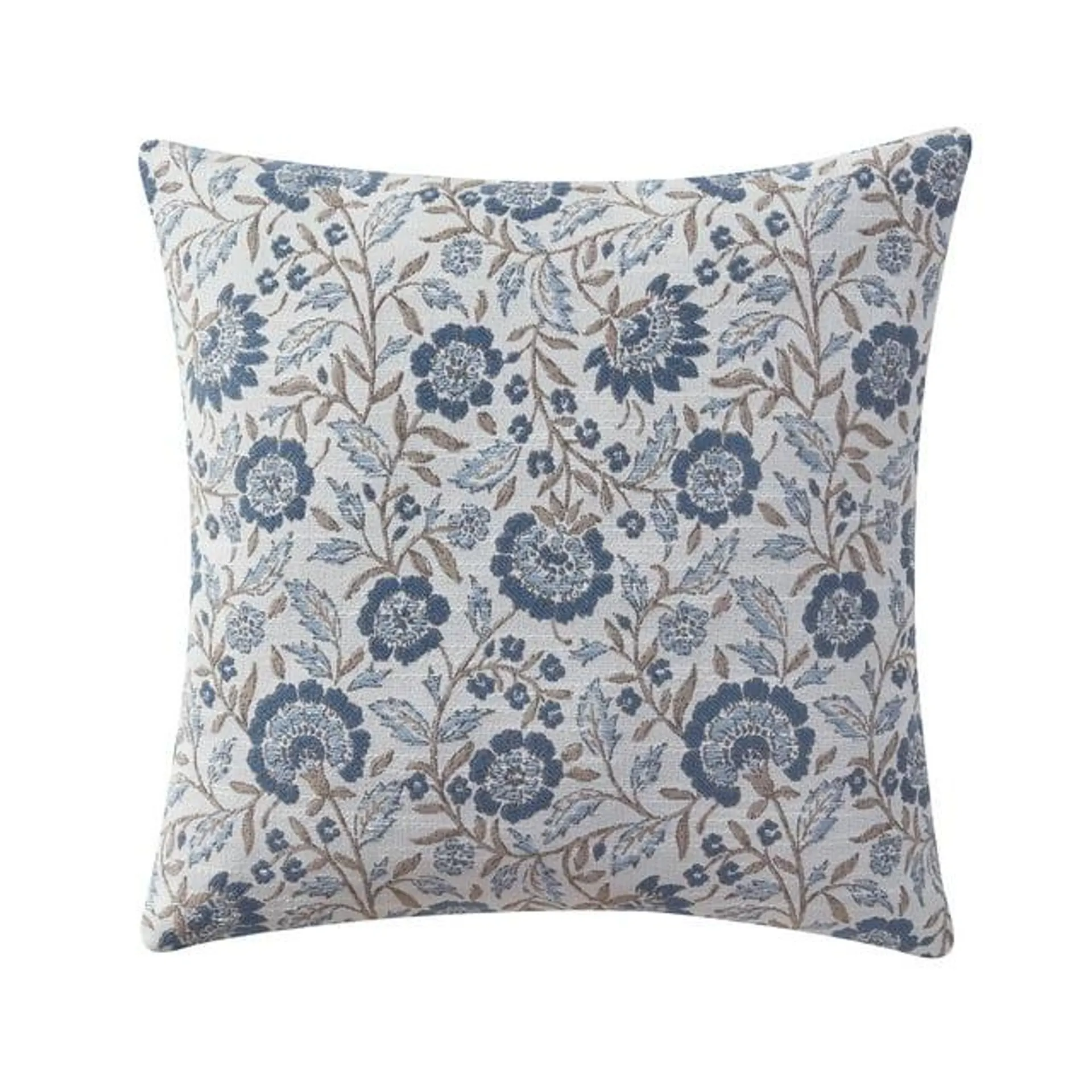 My Texas House 20" x 20" Blue Bel Jacquard Floral Decorative Pillow Cover