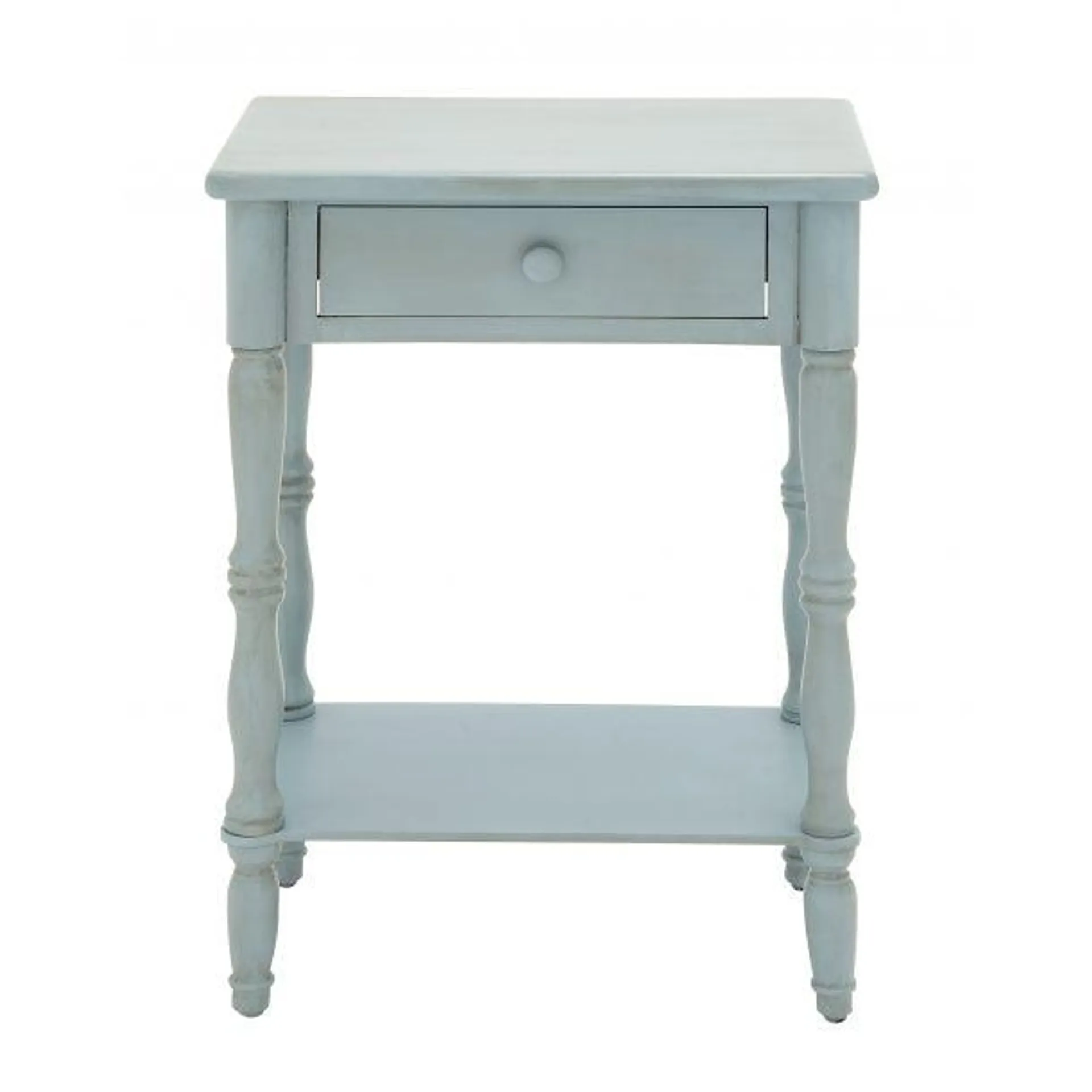 Aquamarine Wood Farmhouse Accent Table, 31x22x14