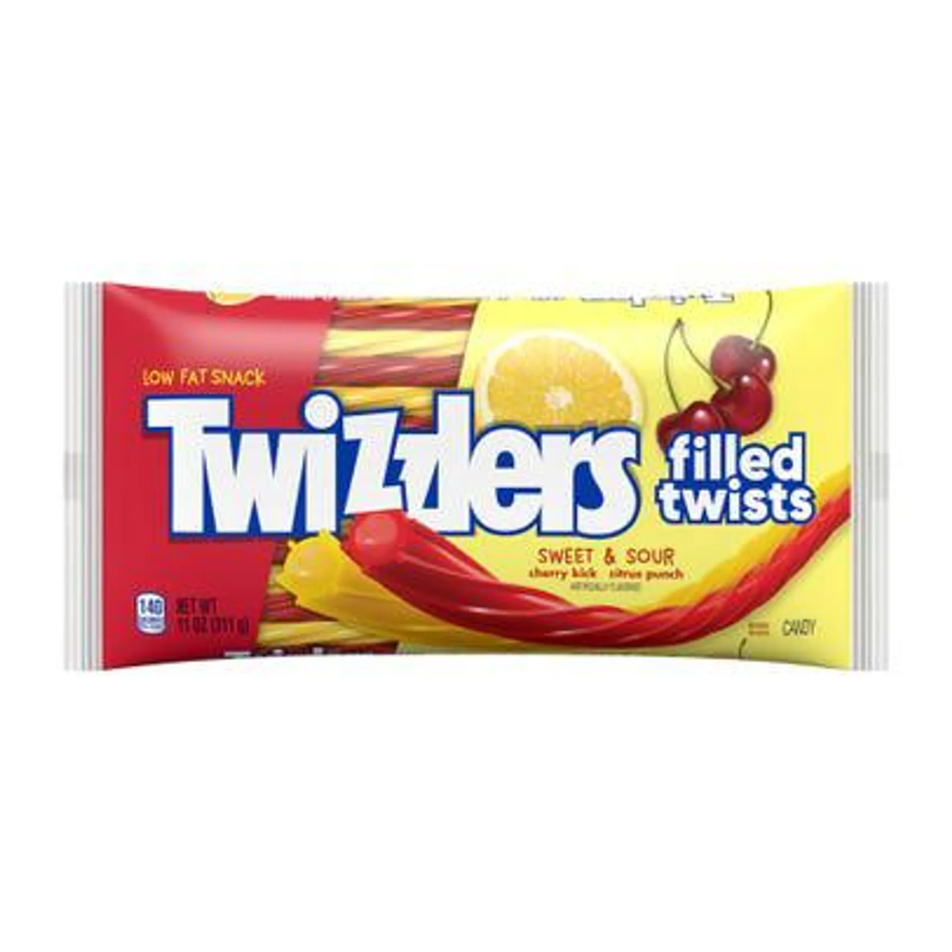 Twizzlers Sweet & Sour Filled Twists Candy - Cherry & Citrus Punch, 11 oz