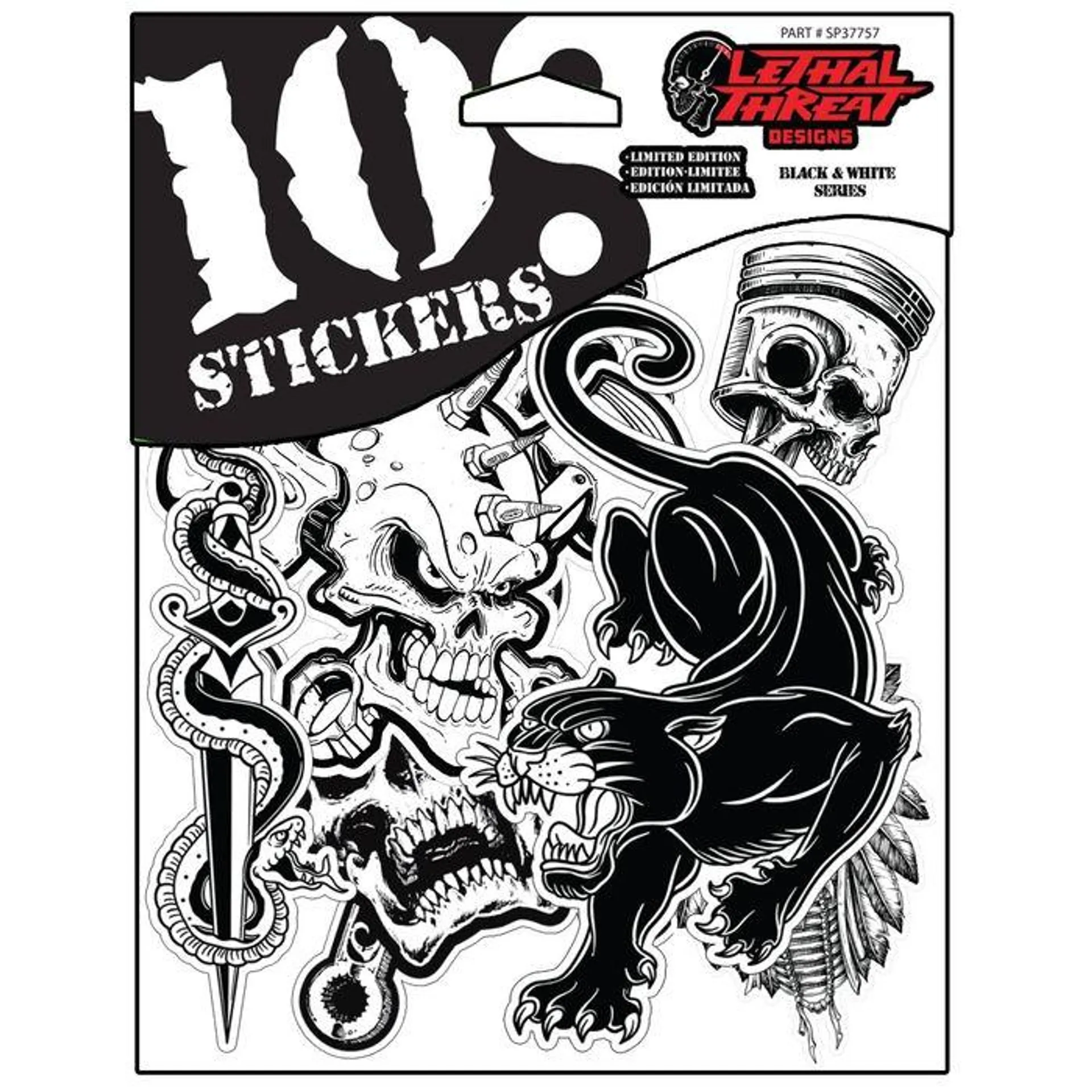 Lethal Threat 10 pieces Black and White Sticker