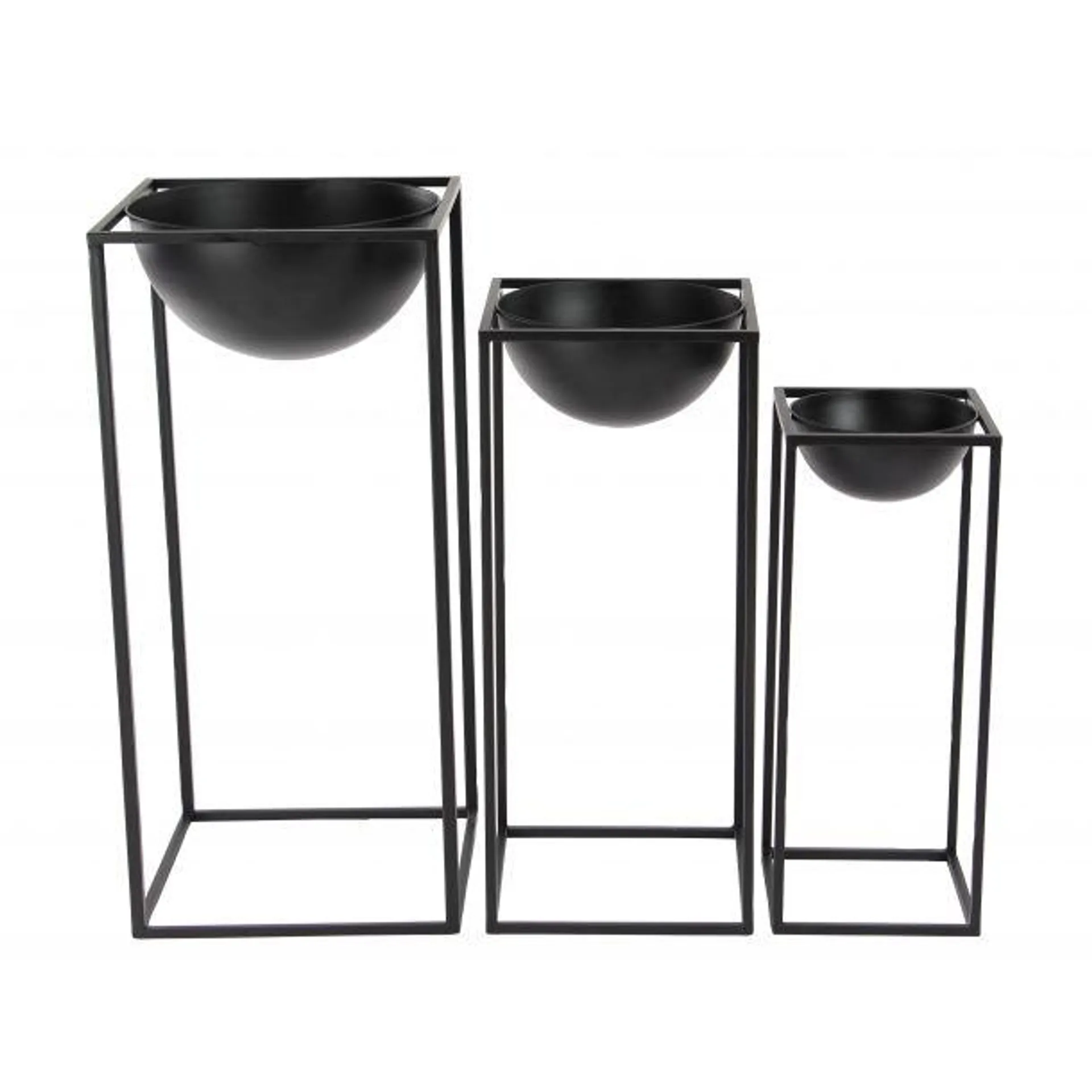 Marisol + Daisy Modern Metal Planter (Set of 3) - Black