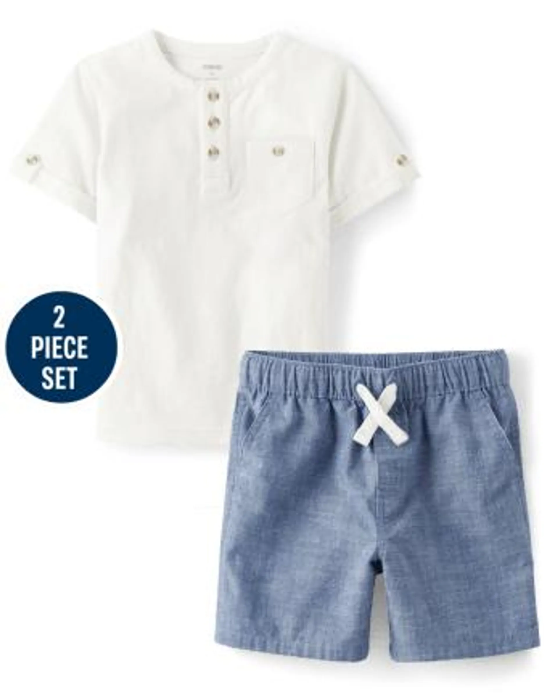 Boys Roll Cuff 2-Piece Outfit Set - Prairie Fields - multi clr