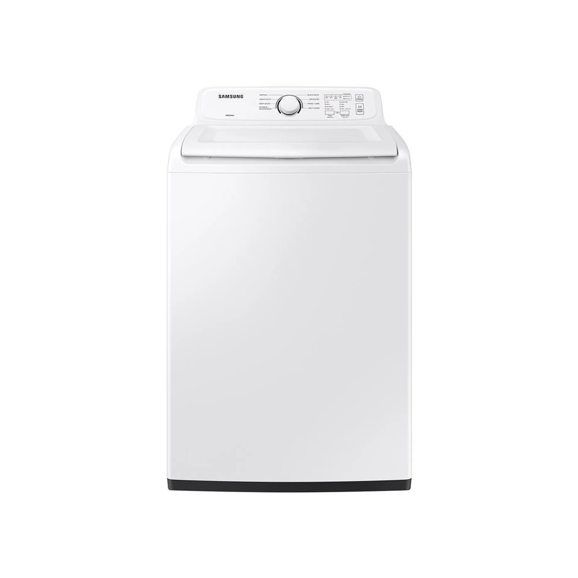 Samsung 4.1 cu. ft. capacity top load washer with soft-close lid and 8 washing cycles in white