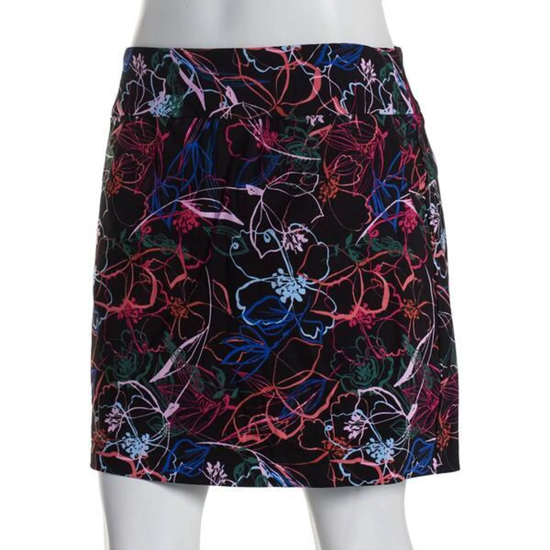 Womens Zac & Rachel Pull On Floral Skort - Black/Fire