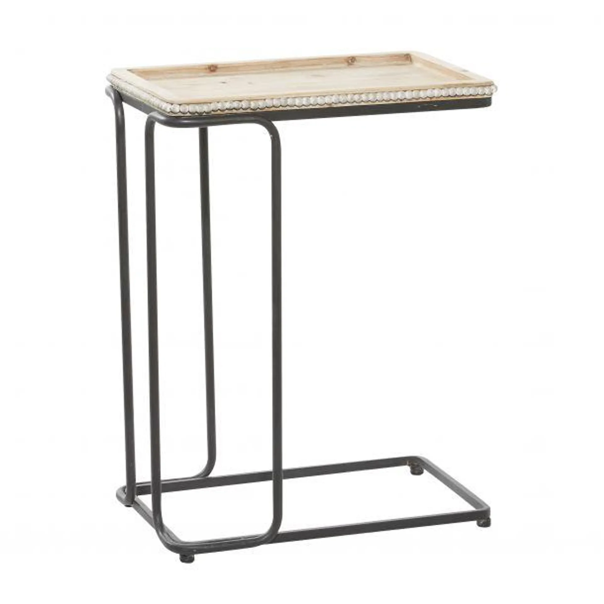 White Iron Industrial Accent Table, 26 x 20 x 13