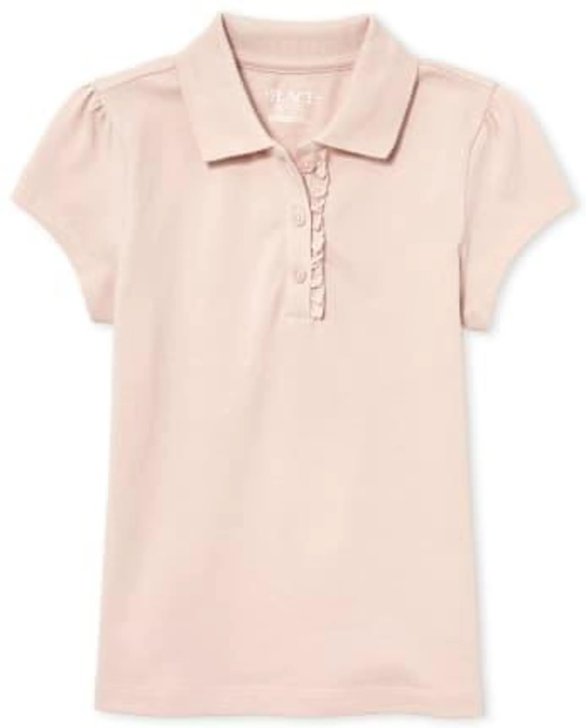 Polo de piqué con volantes uniformes para niñas - rose dust