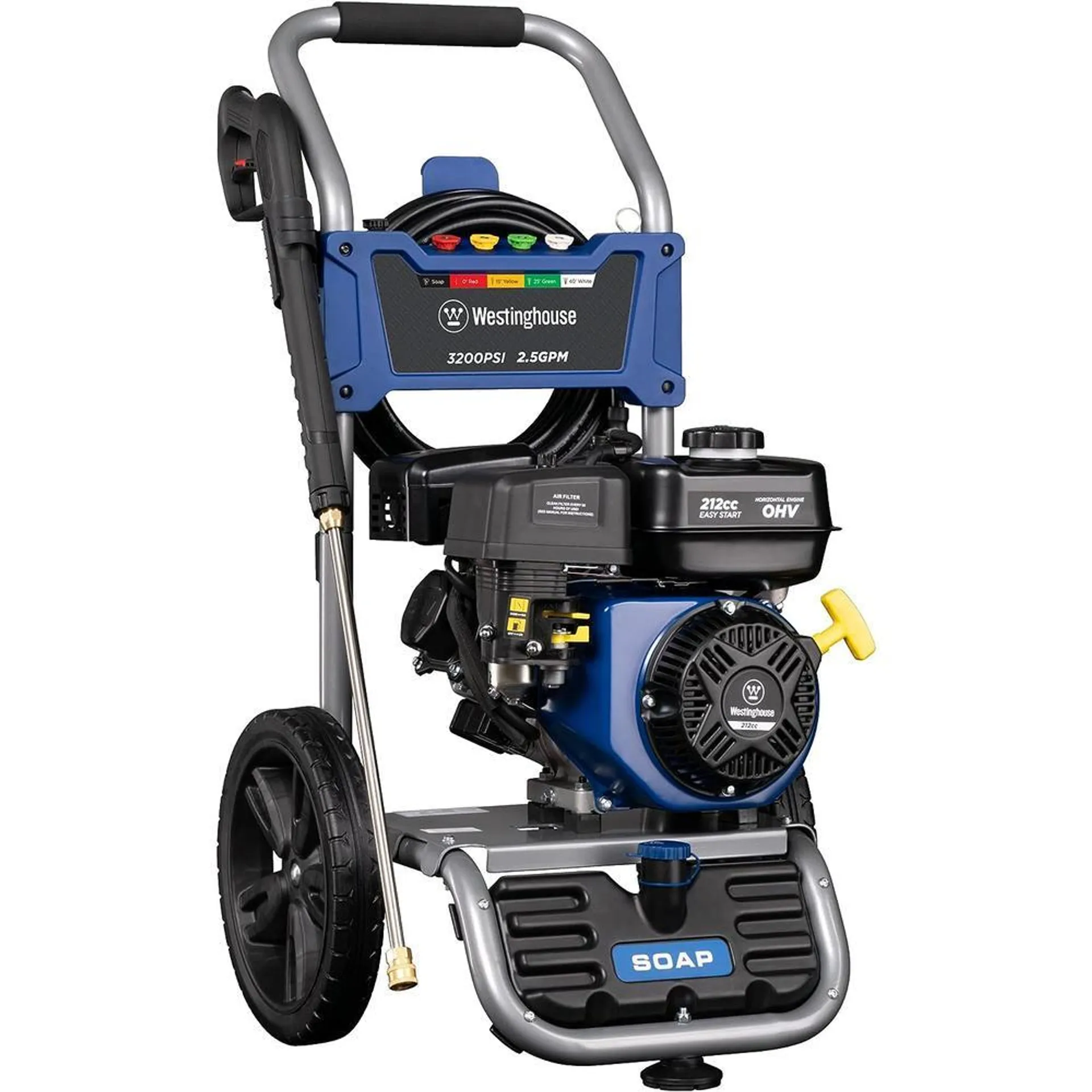 Westinghouse WPX3200 Gas Powered Pressure Washer 3200 PSI and 2.5 GPM, Soap Tank and Five Nozzle Set, CARB Compliant