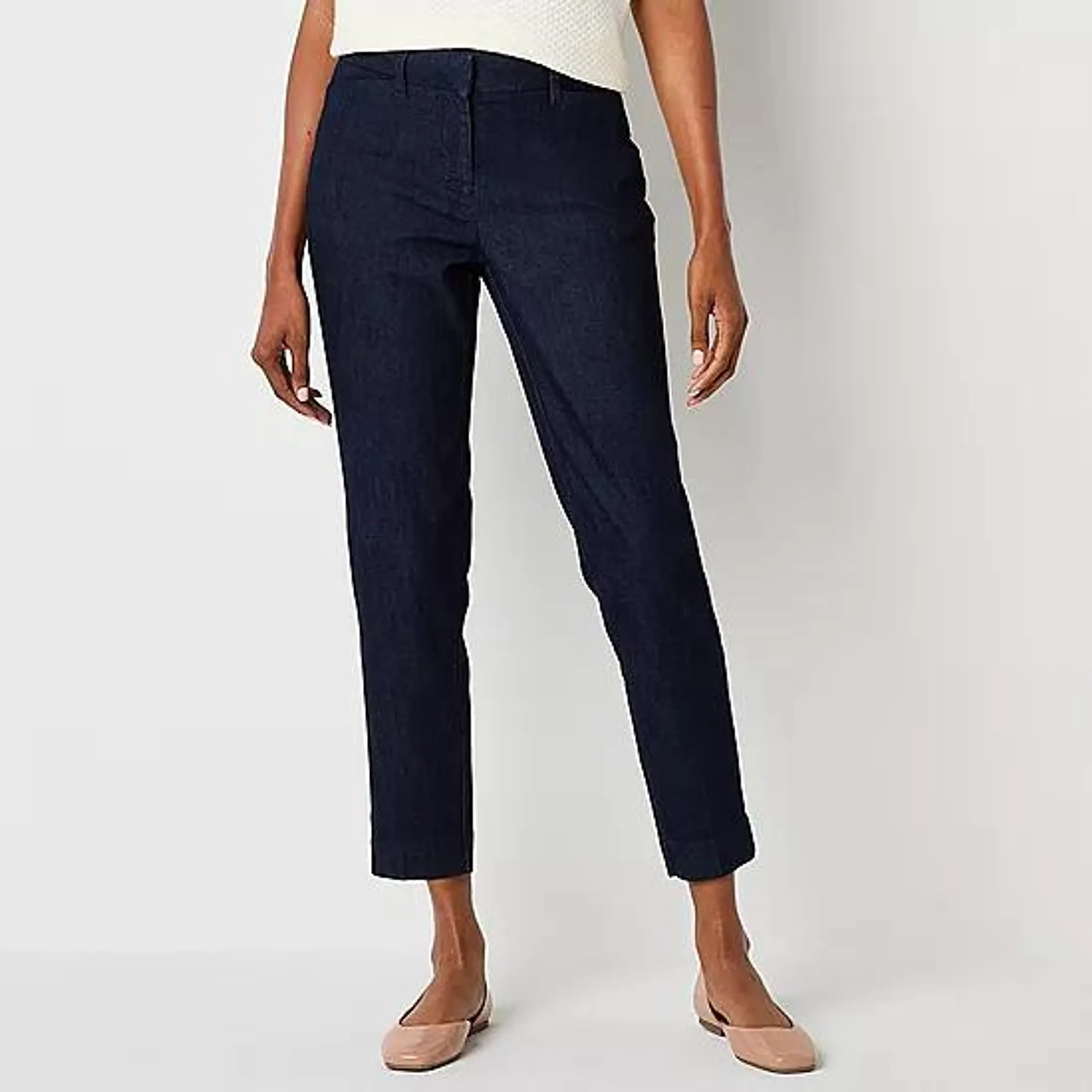 new! Liz Claiborne Emma Womens Mid Rise Straight Leg Jean