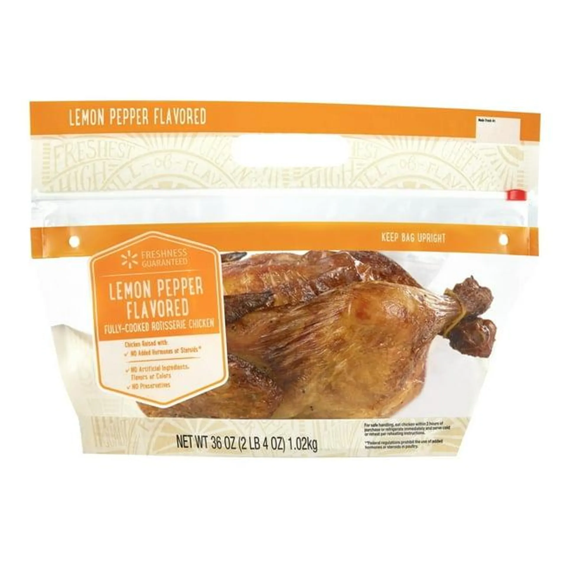 Freshness Guaranteed Lemon Pepper Rotisserie, Whole, 36 oz, 19g of Protein per 3oz serving (Hot)