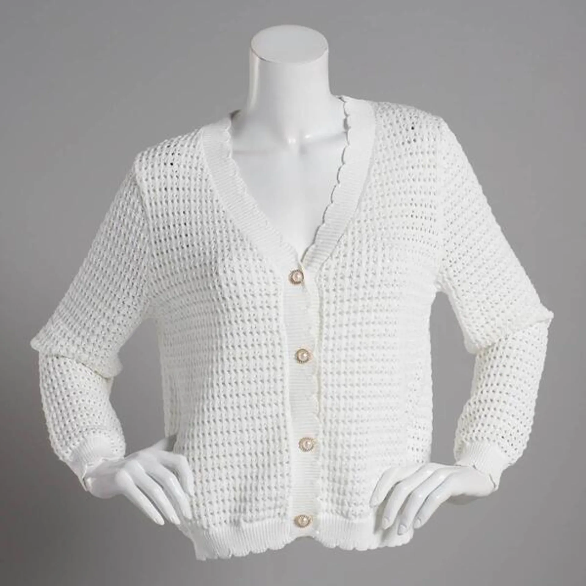 Womens Nanette Lepore Long Sleeve Open Work Crochet Cardigan