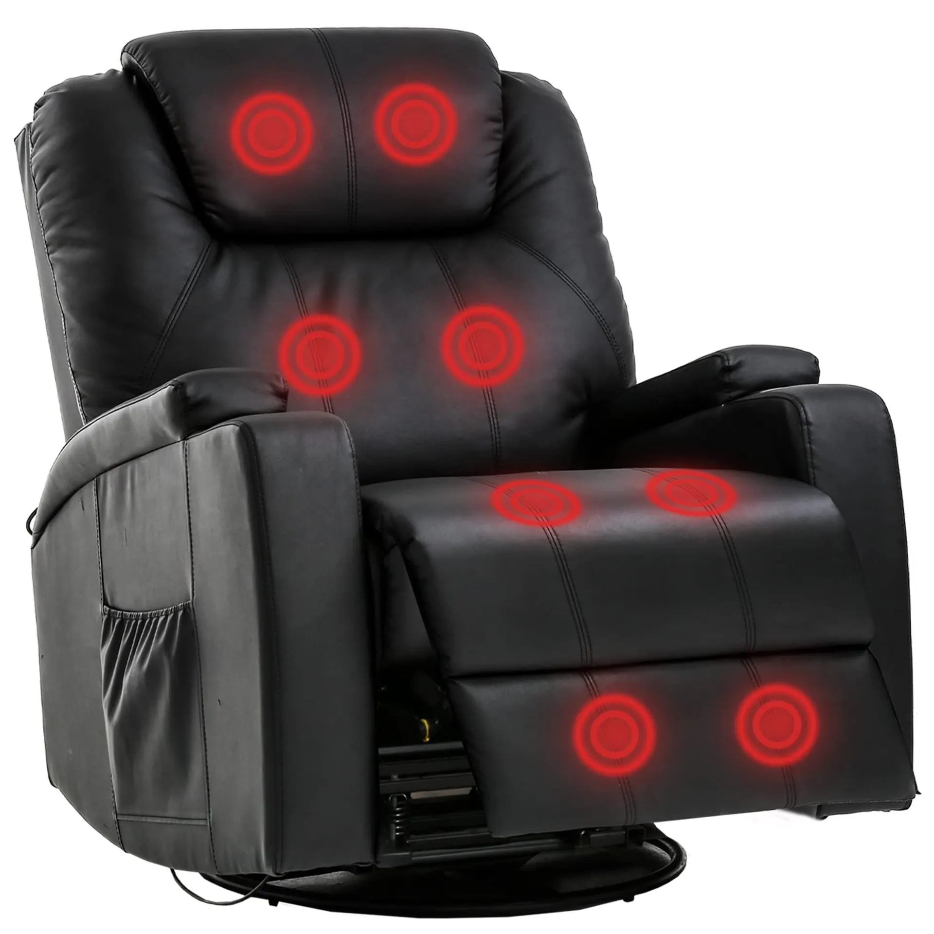 BestMassage Massage Recliner chair Rocking Swivel chair with Heated Massage Ergonomic Lounge 360 Degree Swivel Single Sofa Seat and Two Hidd