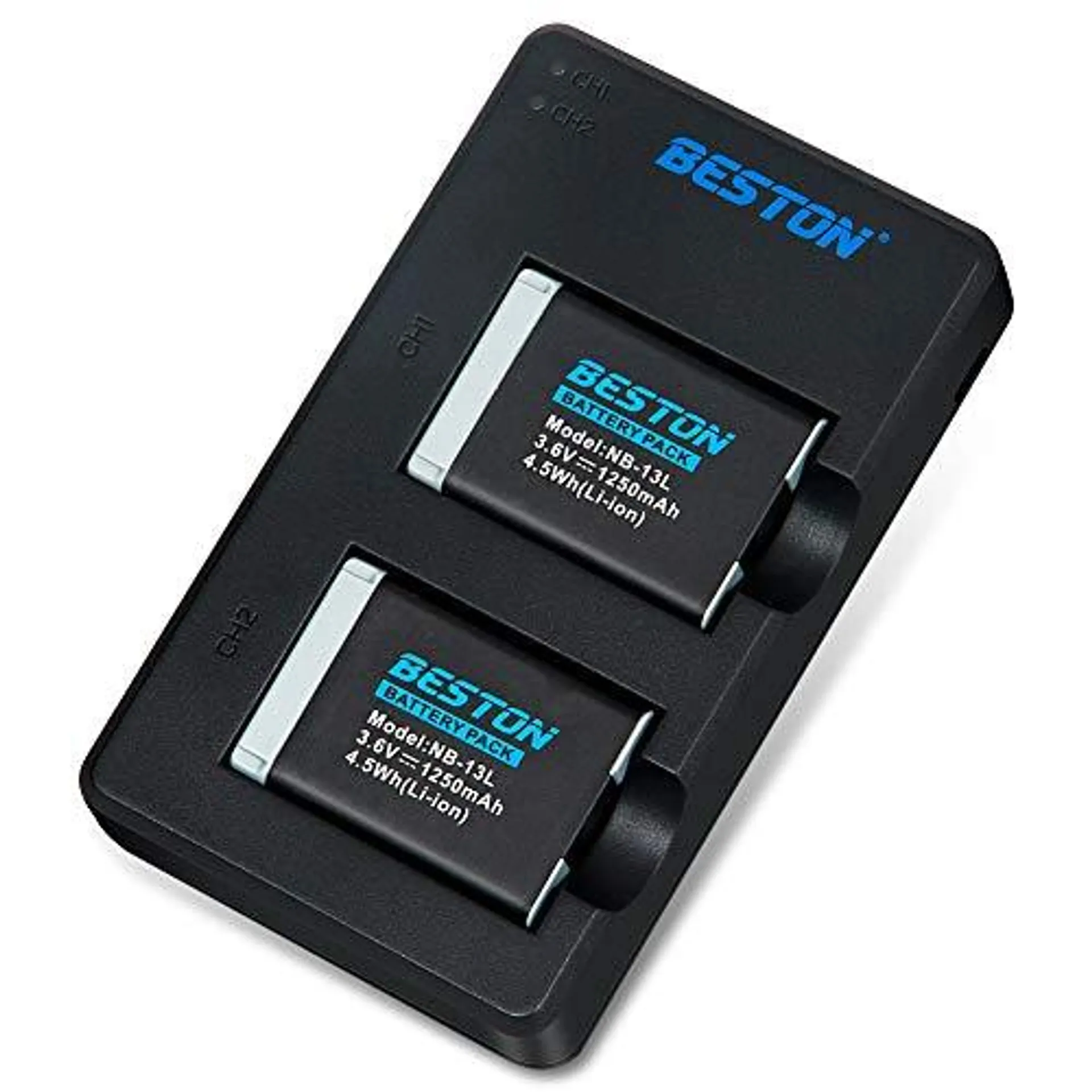 BESTON 2-Pack NB-13L Battery Packs and USB Charger Set for Canon PowerShot SX720 HS, SX730 HS, SX740 HS, SX620 HS, G1 X Mark