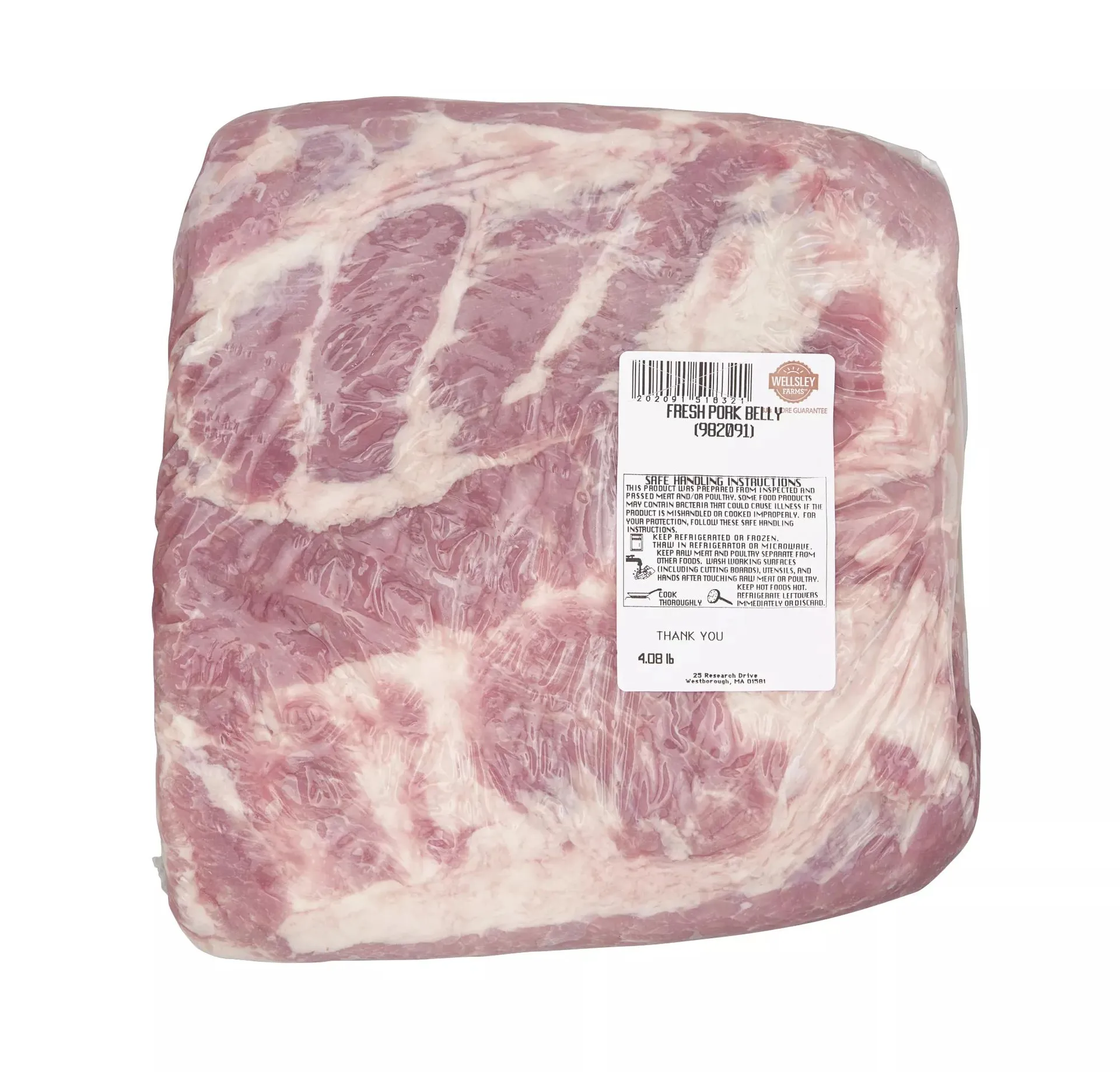 Wellsley Farms Skinless Fresh Pork Belly, 3-7 lbs.