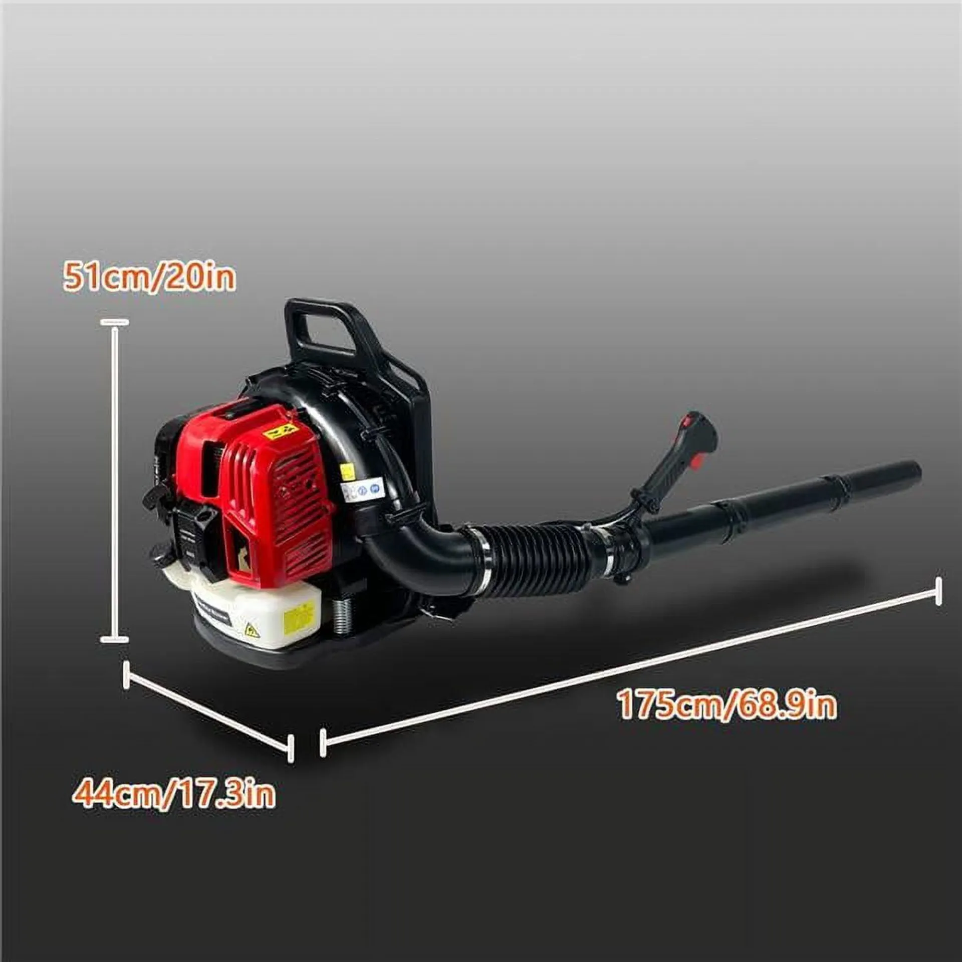 DIRECT WICKER UBS-W1676114806 Backpack Leaf Blower, 52CC-530CFM-175MPH-2 Stroke Air Cooling Gasoline Backpack Grass Blower Snow Blower