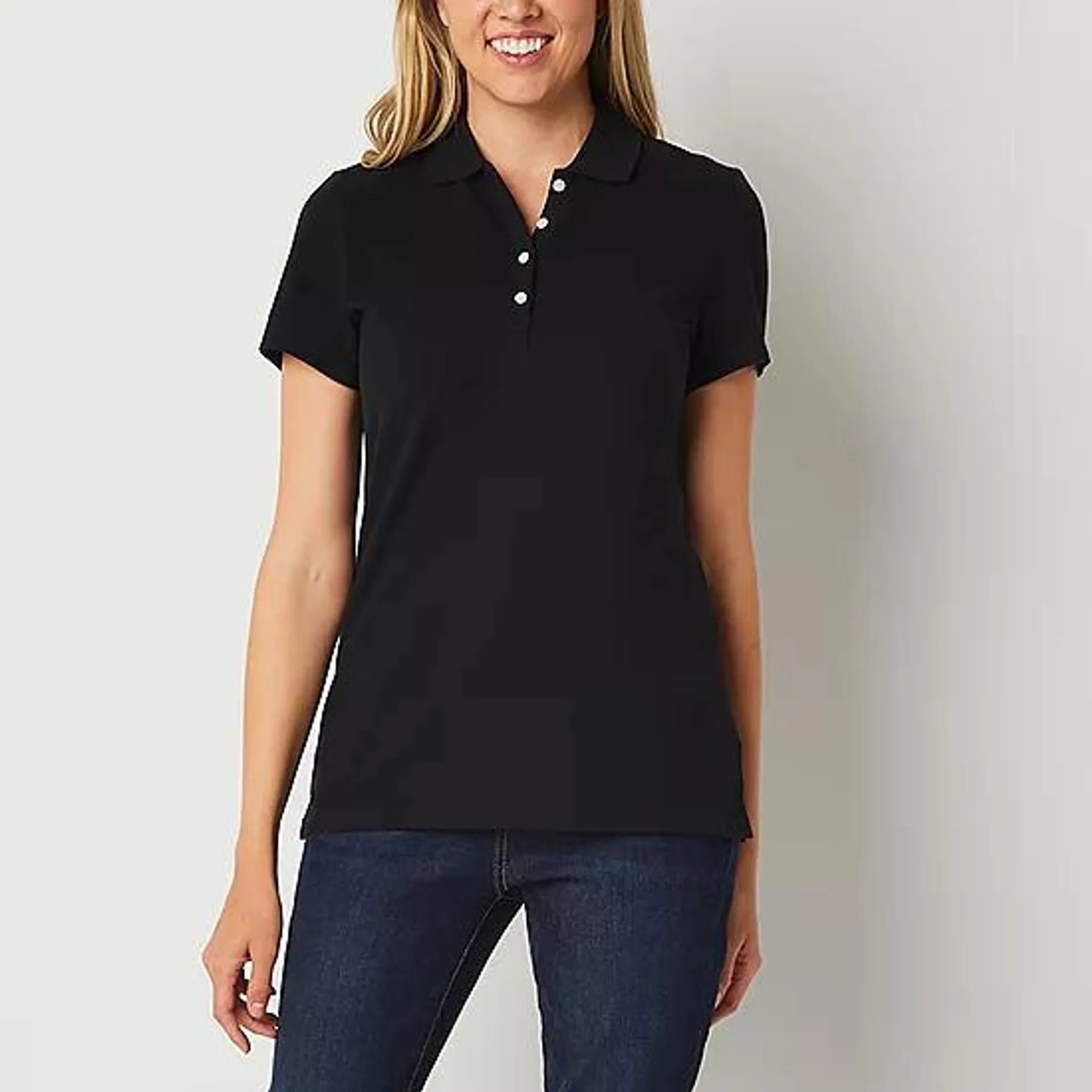 St. John's Bay Womens Short Sleeve Polo Shirt