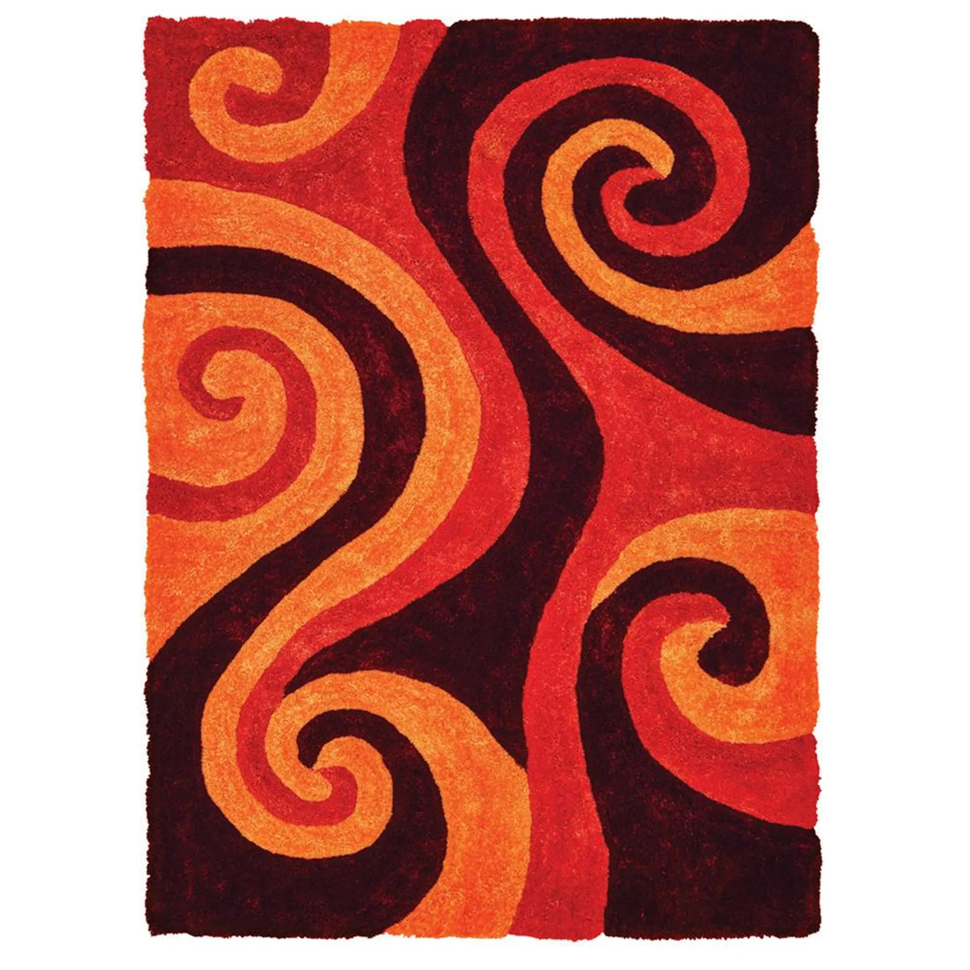 United Weavers Finesse Shag Area Rug 2100 21550 Chimes Burnt Orange Swirls Loops