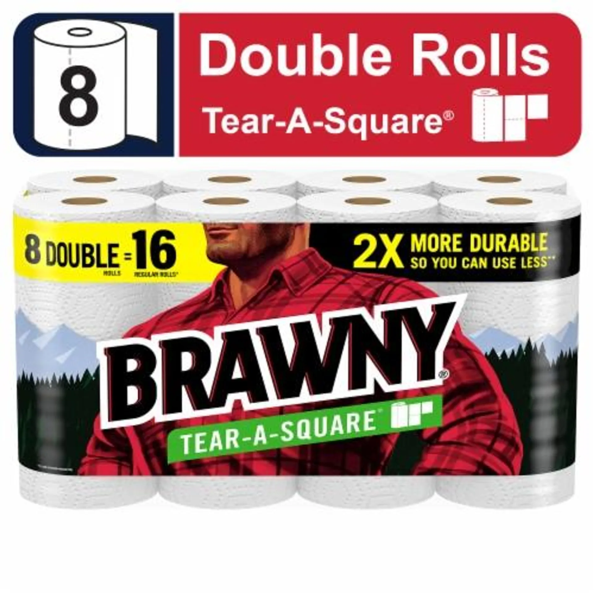 Brawny® Tear-A-Square® 3 Sheet Sizes Paper Towel Double Rolls