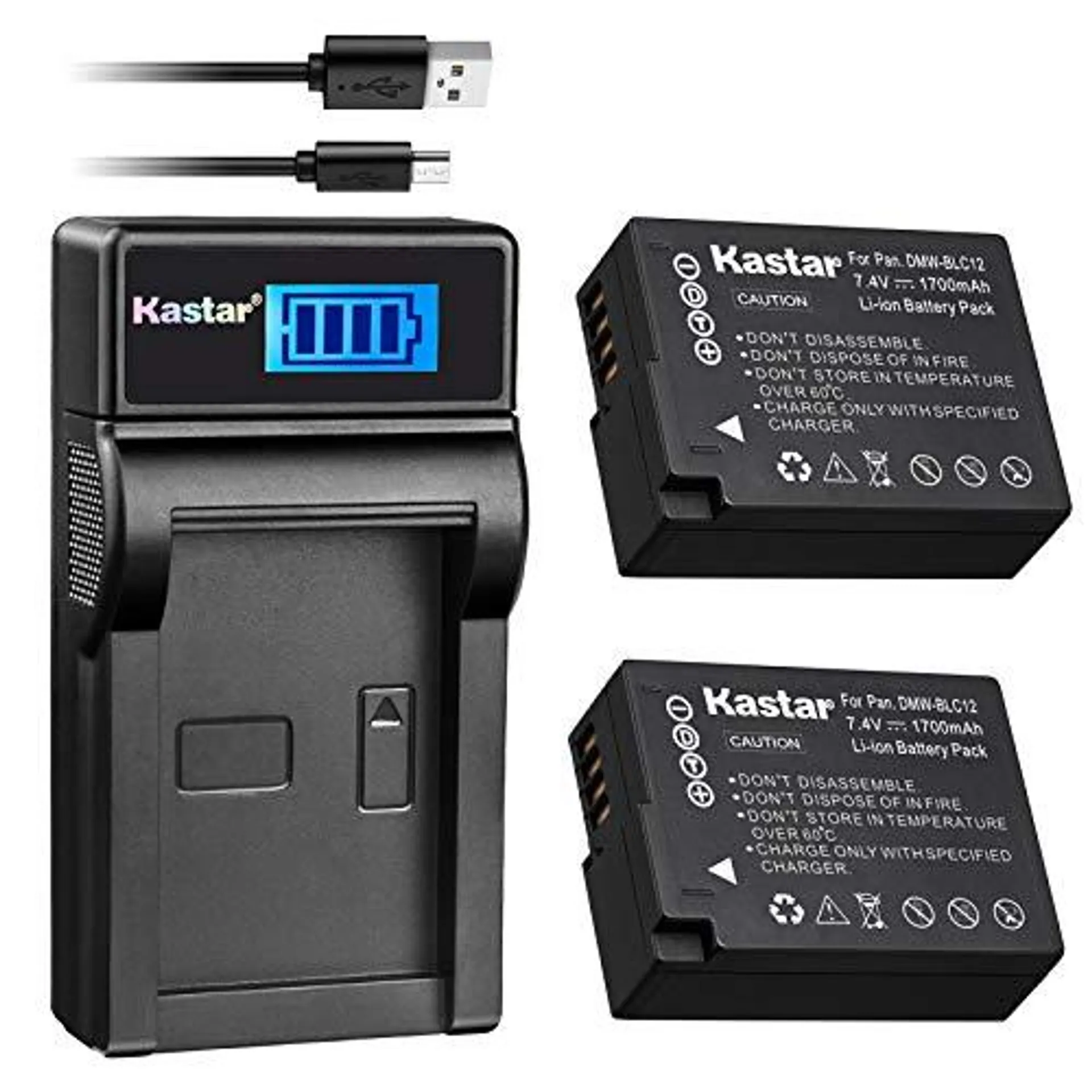 Kastar Hand Tools Kastar Battery (X2) & Slim LCD Charger for Panasonic DMW-BLC12, DMW-BLC12E, DMW-BLC12PP and Panasonic Lumix DMC-FZ200,