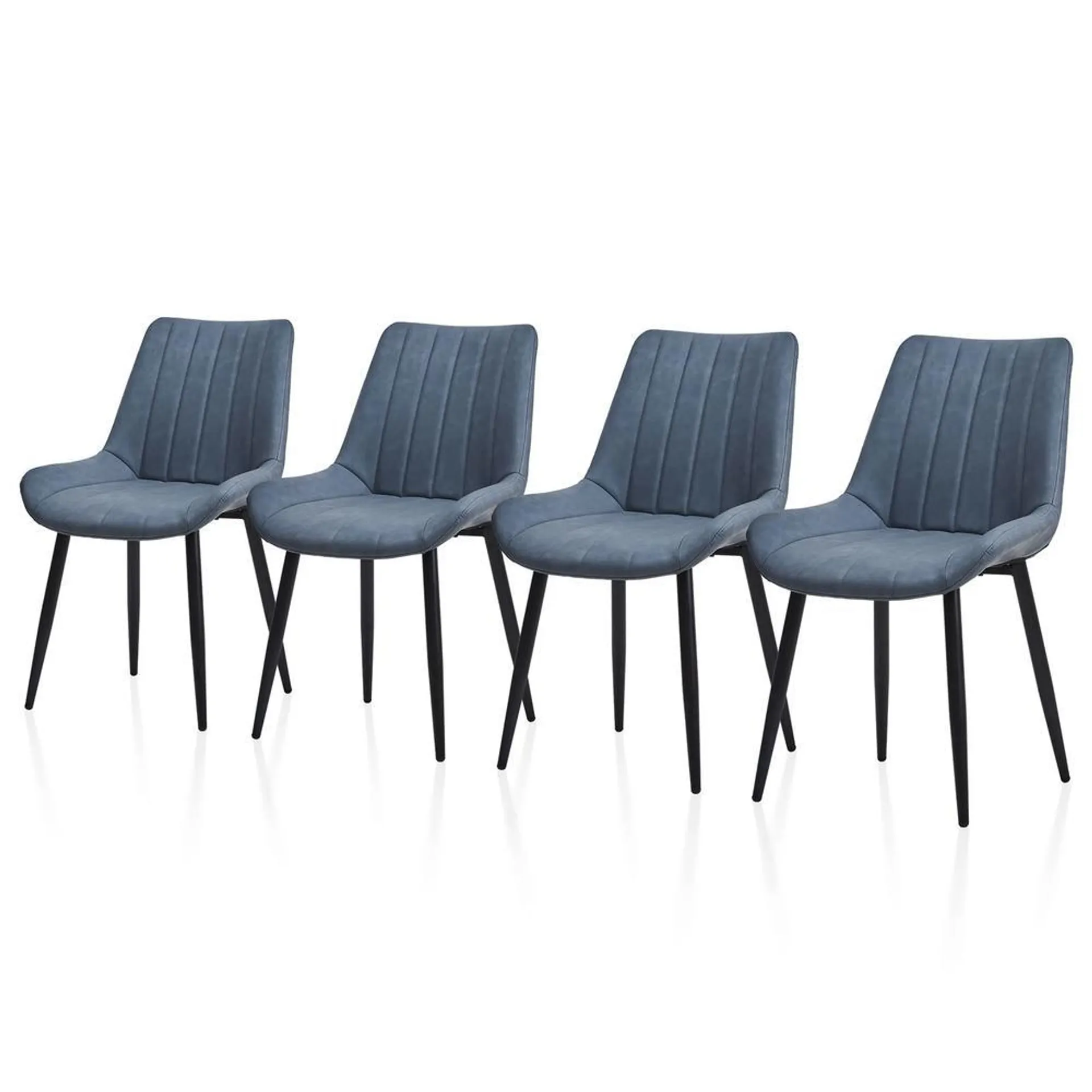 TUKAILAi Faux Leather Dining Chairs Set of 4 Modern Linear Design Kitchen Chairs with Upholstered Seat and Metal Legs Comfy Le