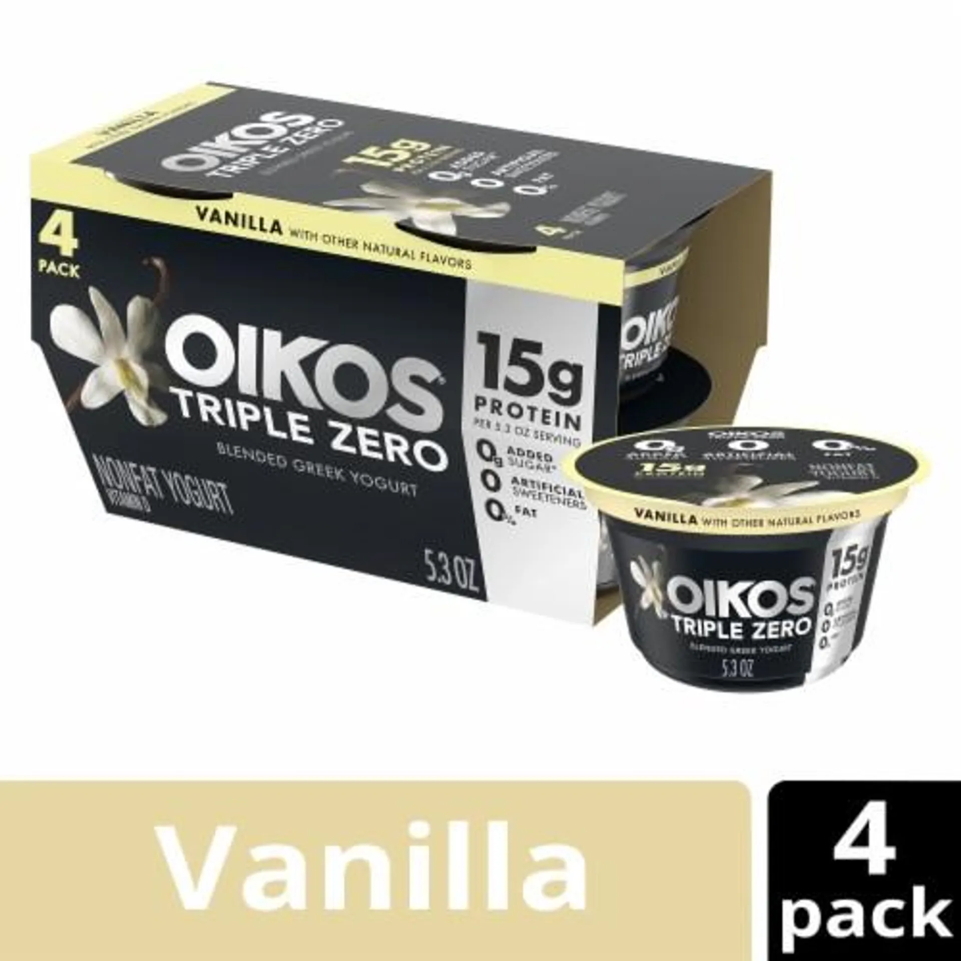 Oikos Triple Zero Vanilla Greek Yogurt Cup