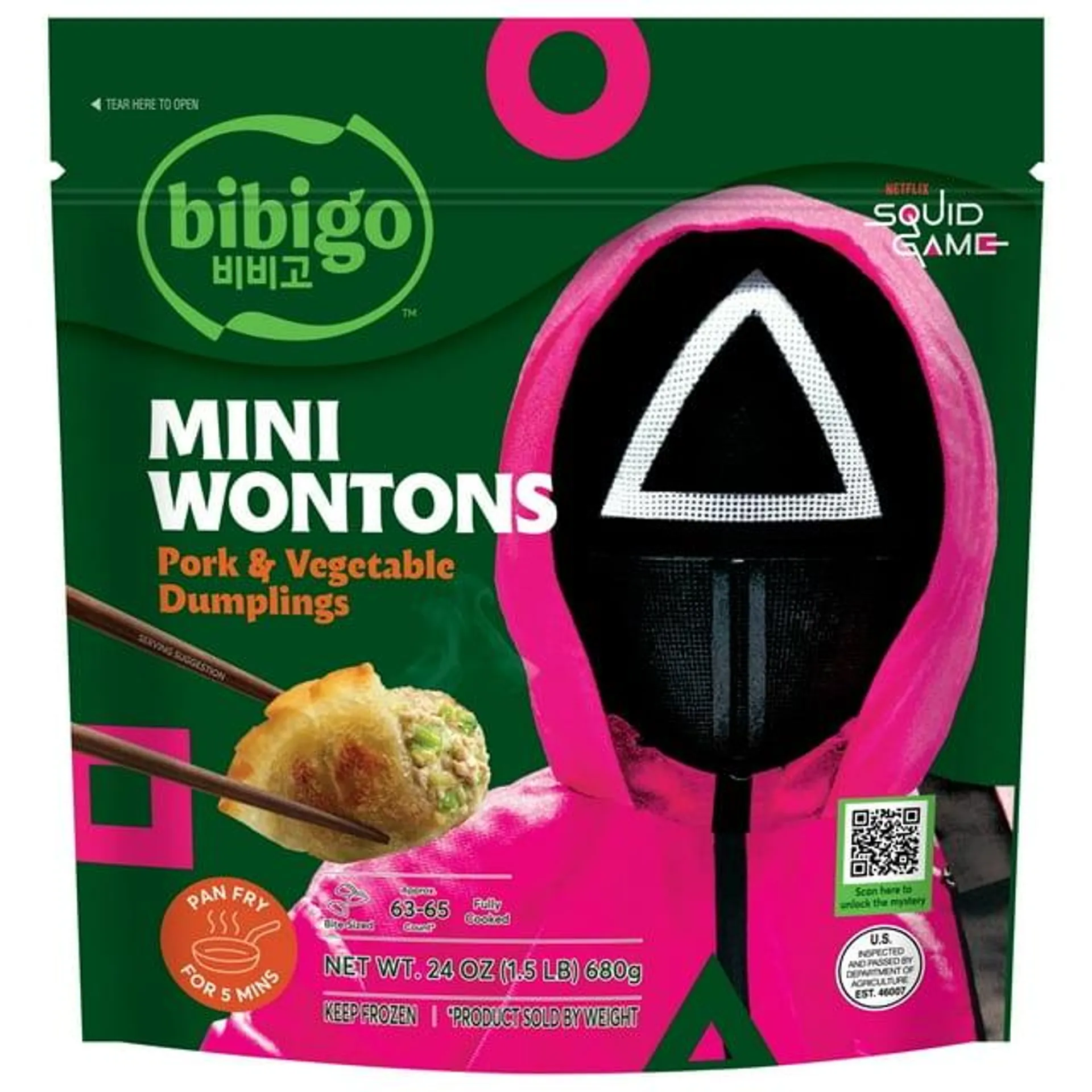 Bibigo Mini Wontons Pork & Vegetable Dumplings, 24.0 oz