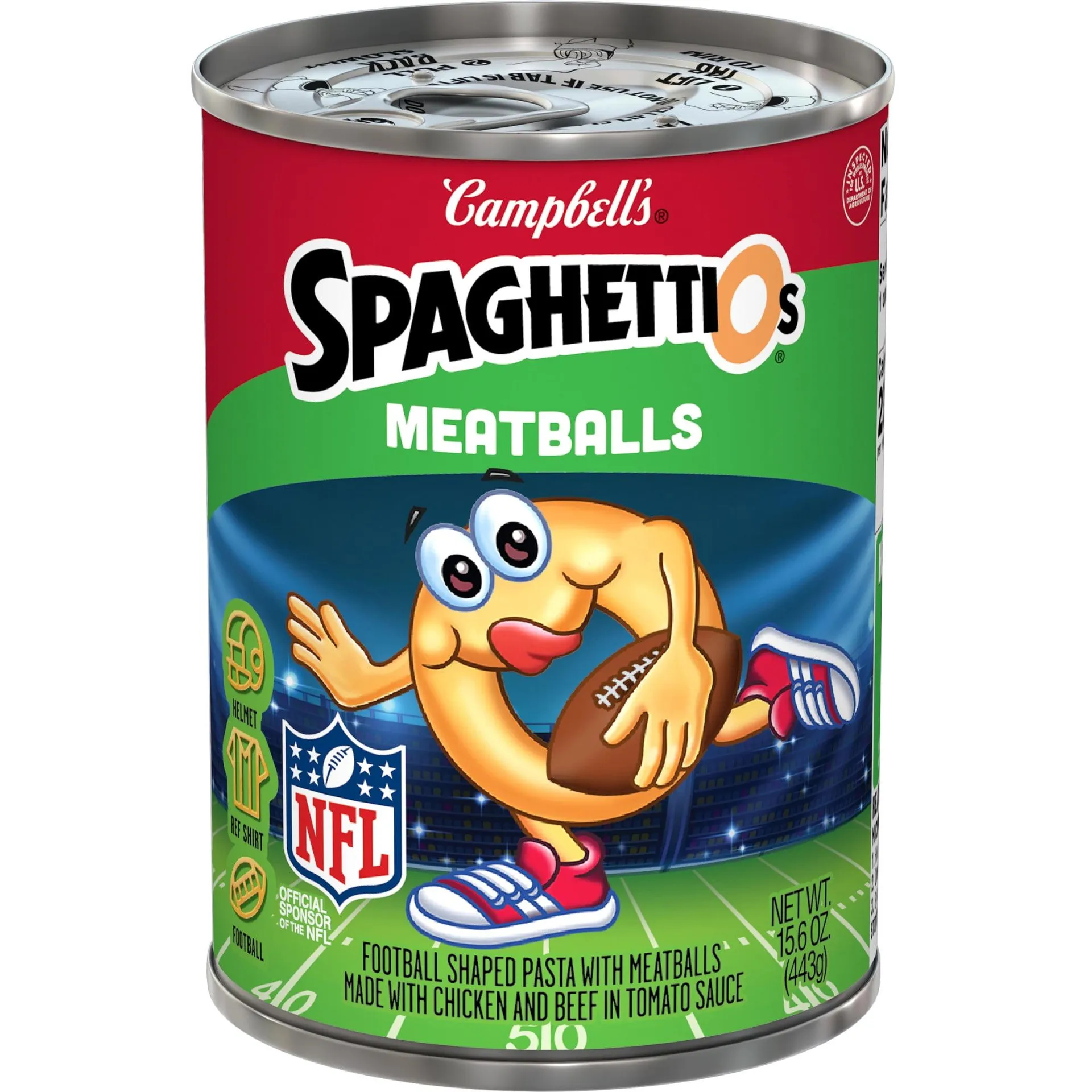 SpaghettiOs Football Shaped Canned Pasta with Meatballs, 15.6 oz Can