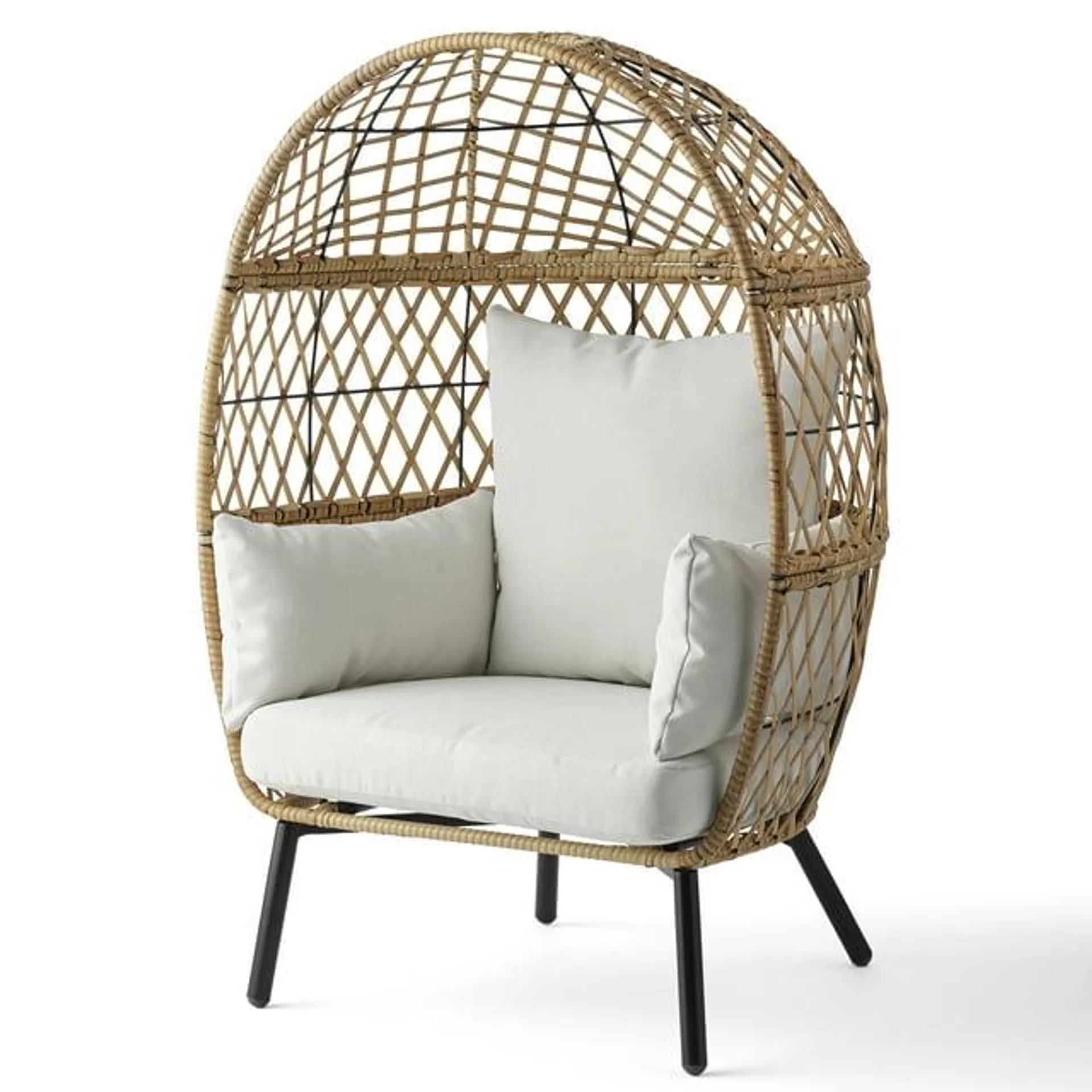 Better Homes & Gardens Ventura Outdoor Wicker Stationary Natural (Kid's Egg Chair), 21.65 in. x 27.17 in. x 39.57 in.