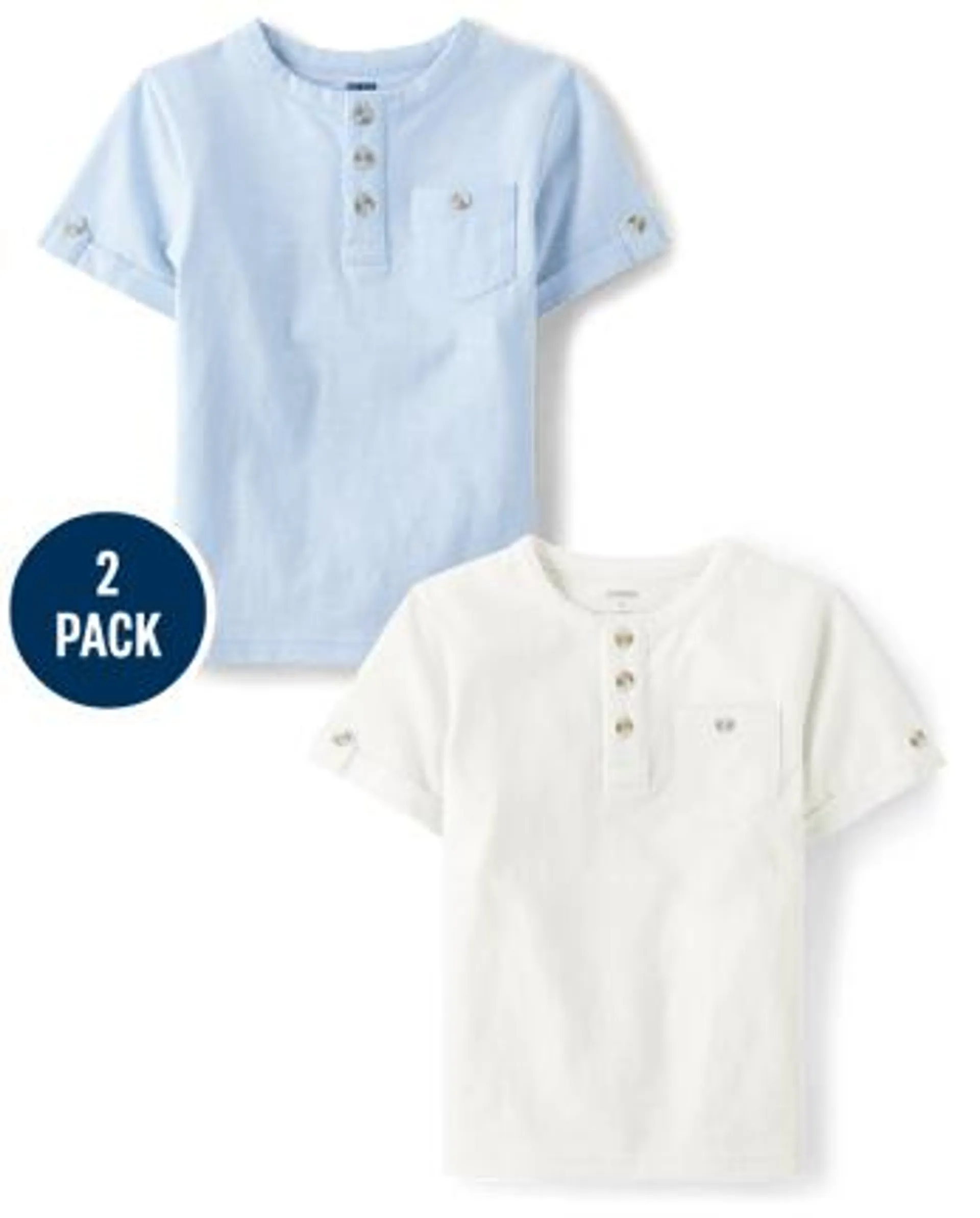 Boys Roll Cuff Henley Top 2-Pack - Prairie Fields - multi clr