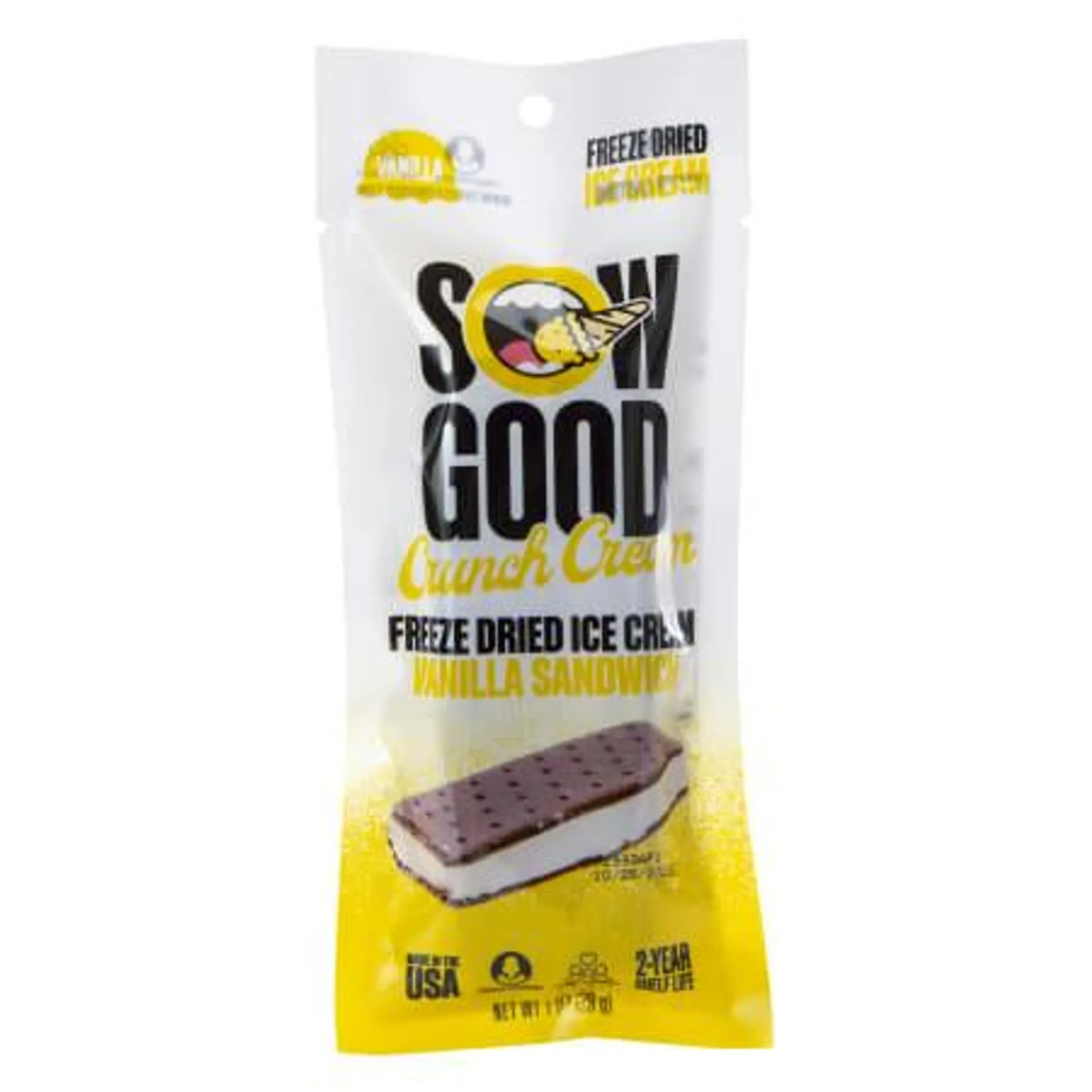 Sow Good Crunch Cream Freeze Dried Ice Cream Vanilla Sandwich 1oz