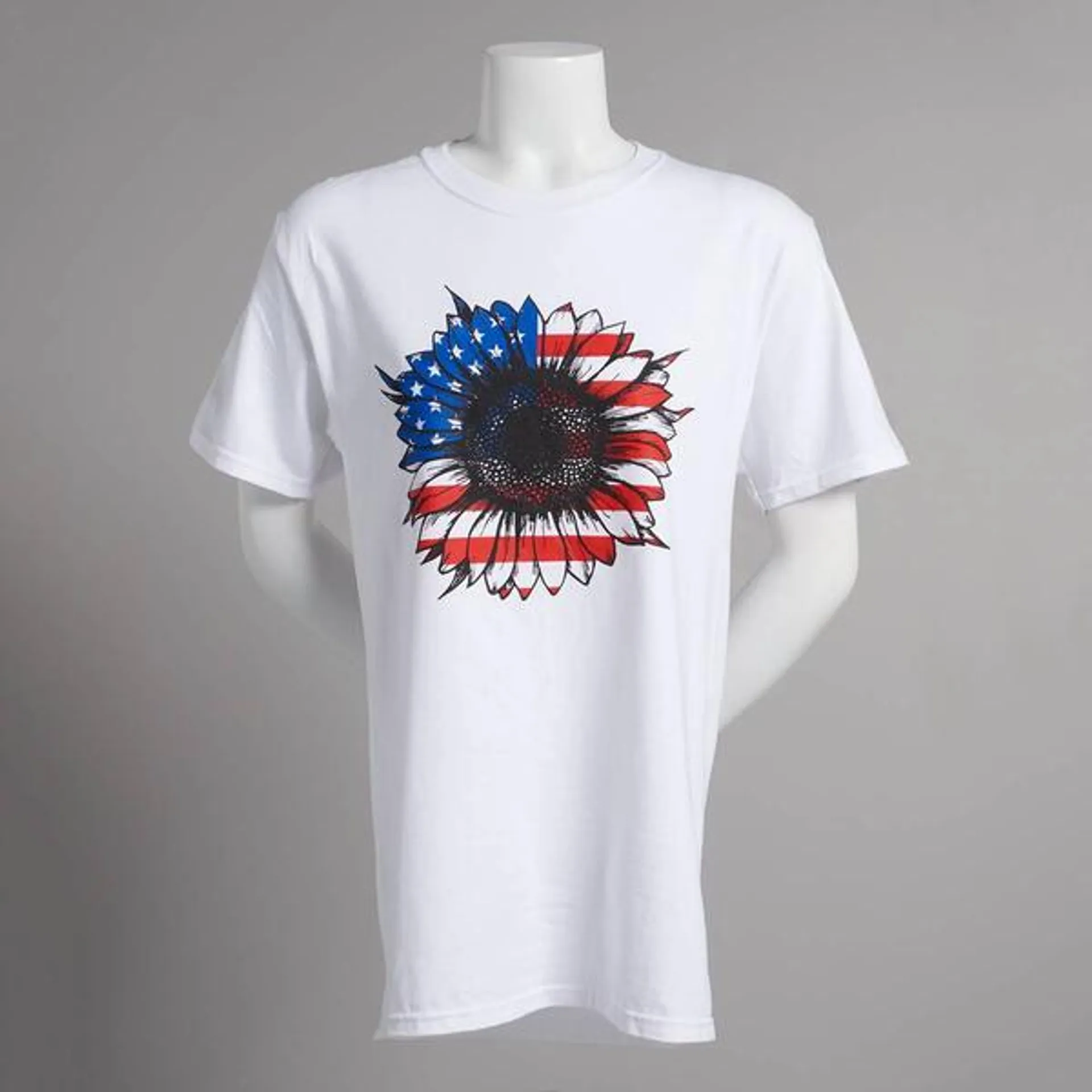 Womens JERZEES American Sunflower Short Sleeve Graphic Tee