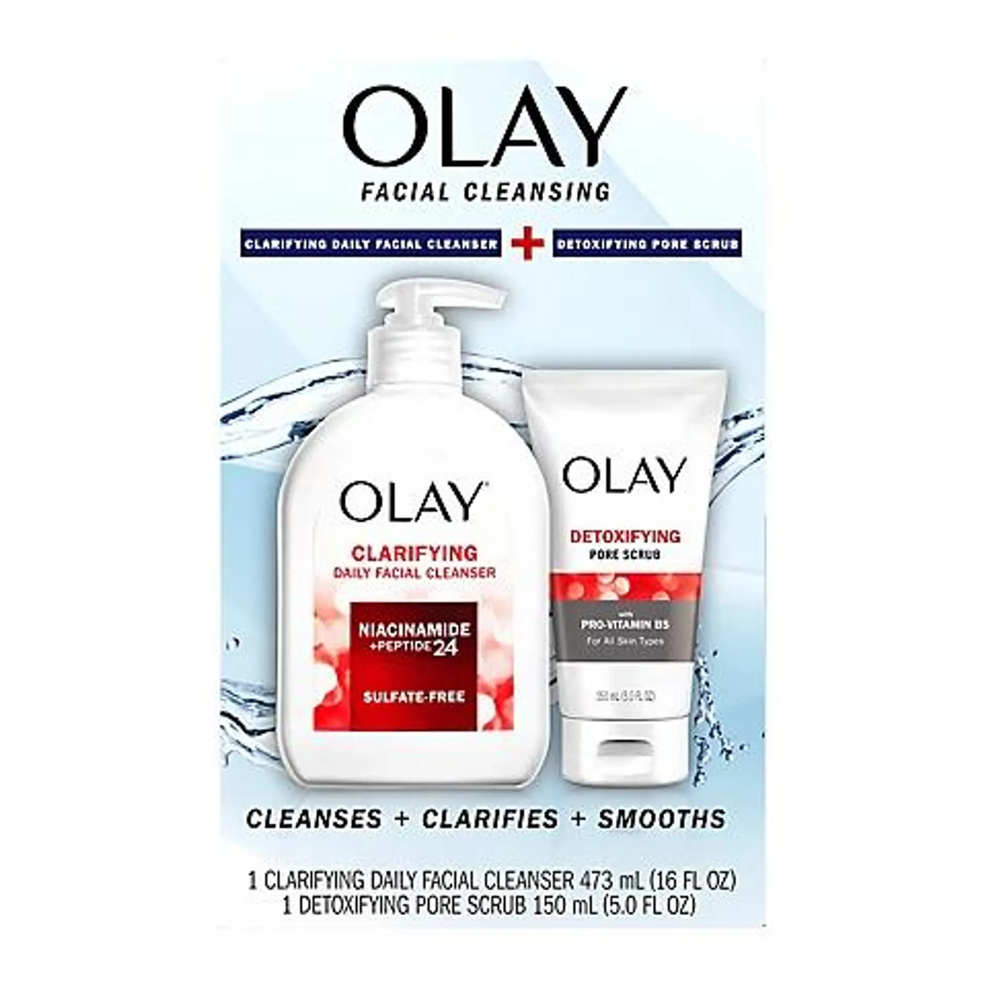 Olay Facial Cleansing Duo, 16 fl. oz. Face Wash and 5 fl. oz. Pore Scrub