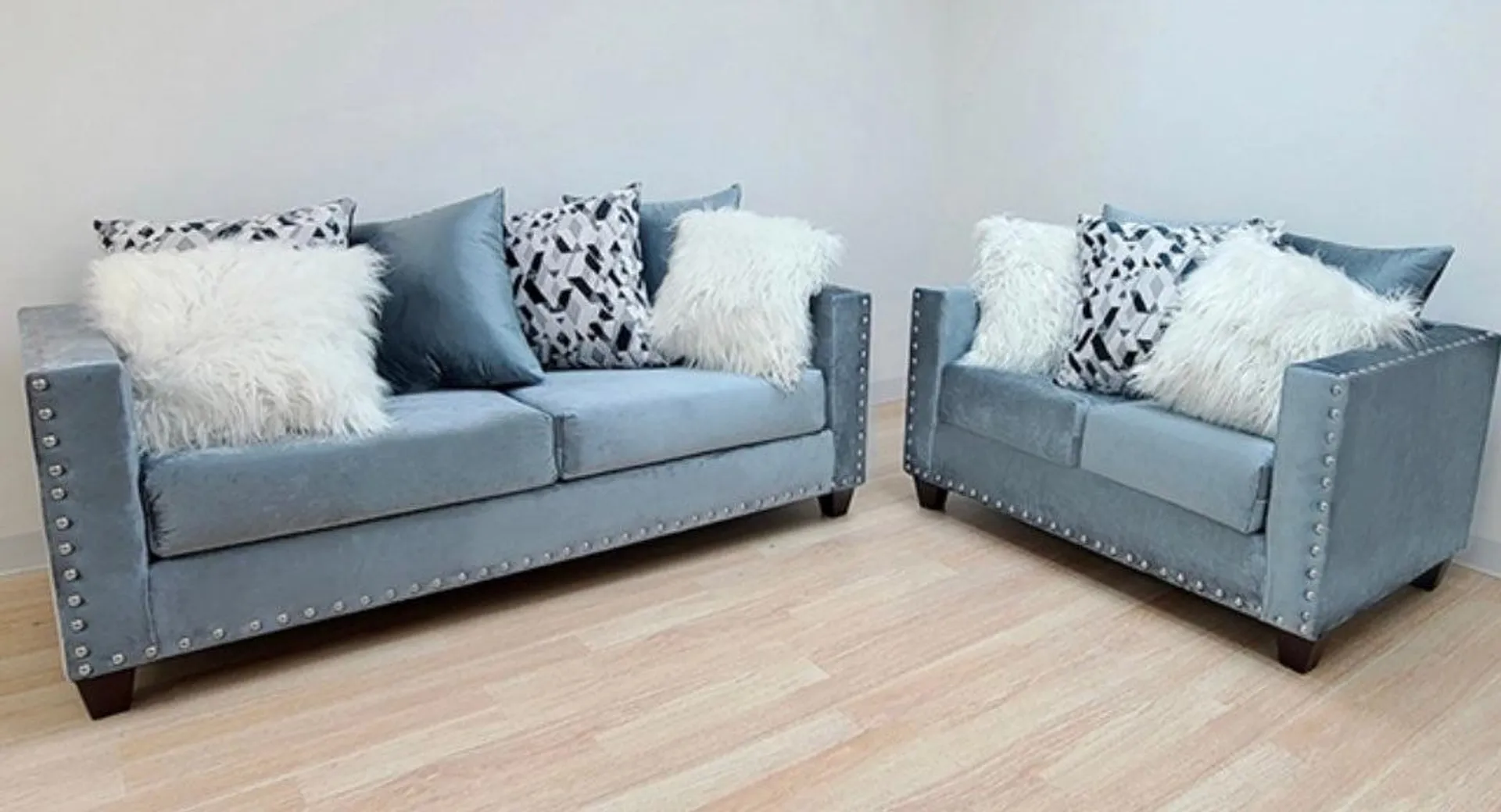 2 PCS Sofá Gris y Loveseat U300SL