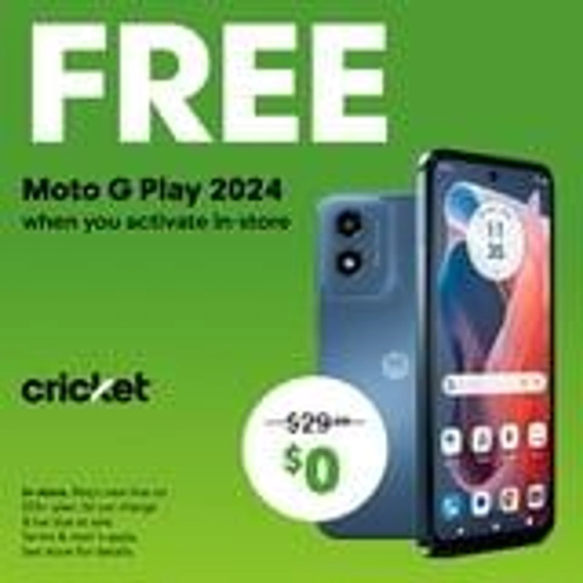 Cricket Wireless Moto G Play 2024, 64GB, 4GB RAM, 8MP FF Camera, Sapphire Blue - Prepaid Smartphone