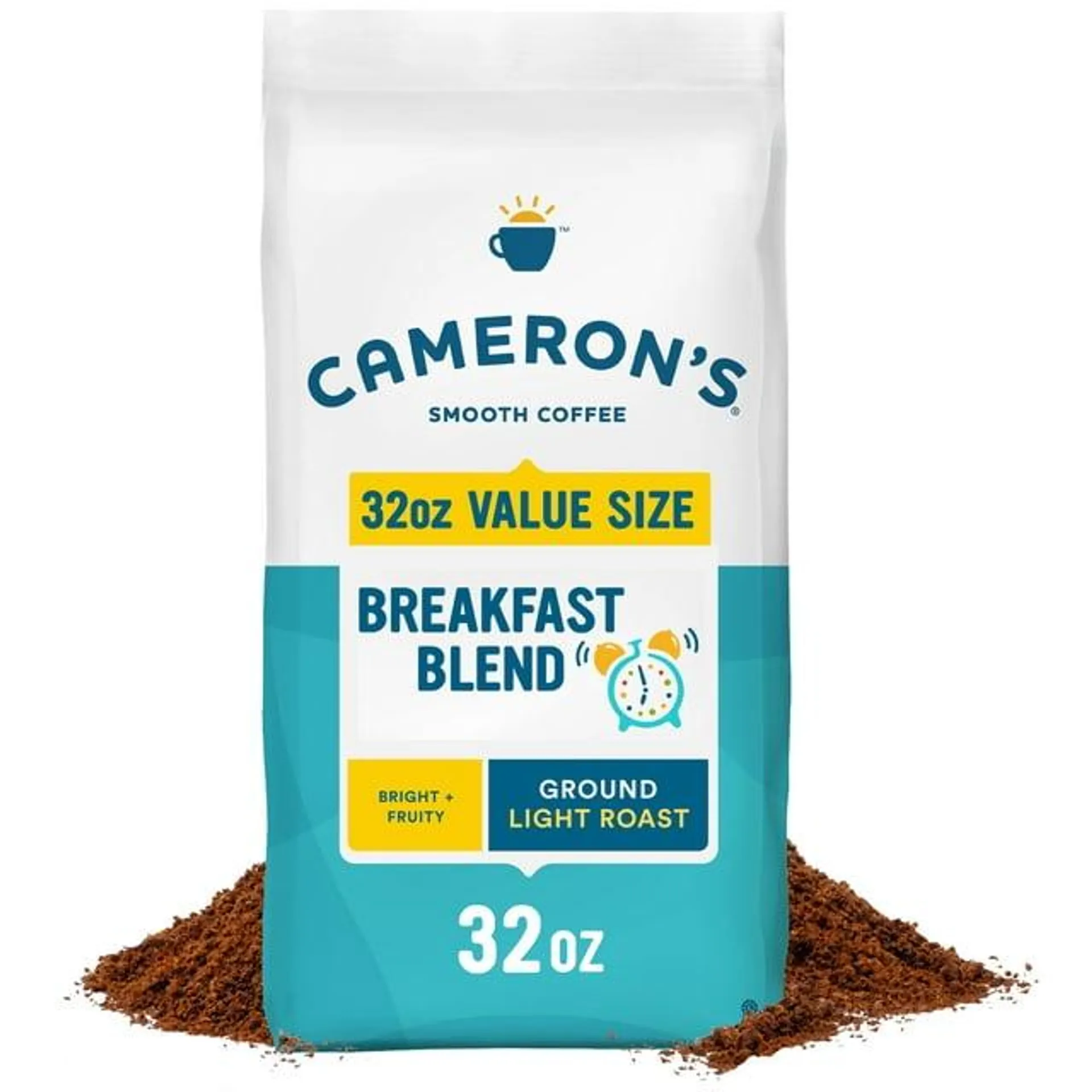 Cameron's Coffee Premium Breakfast Blend Ground Coffee, Light Roast, 32 oz, Naturally Caffeinated