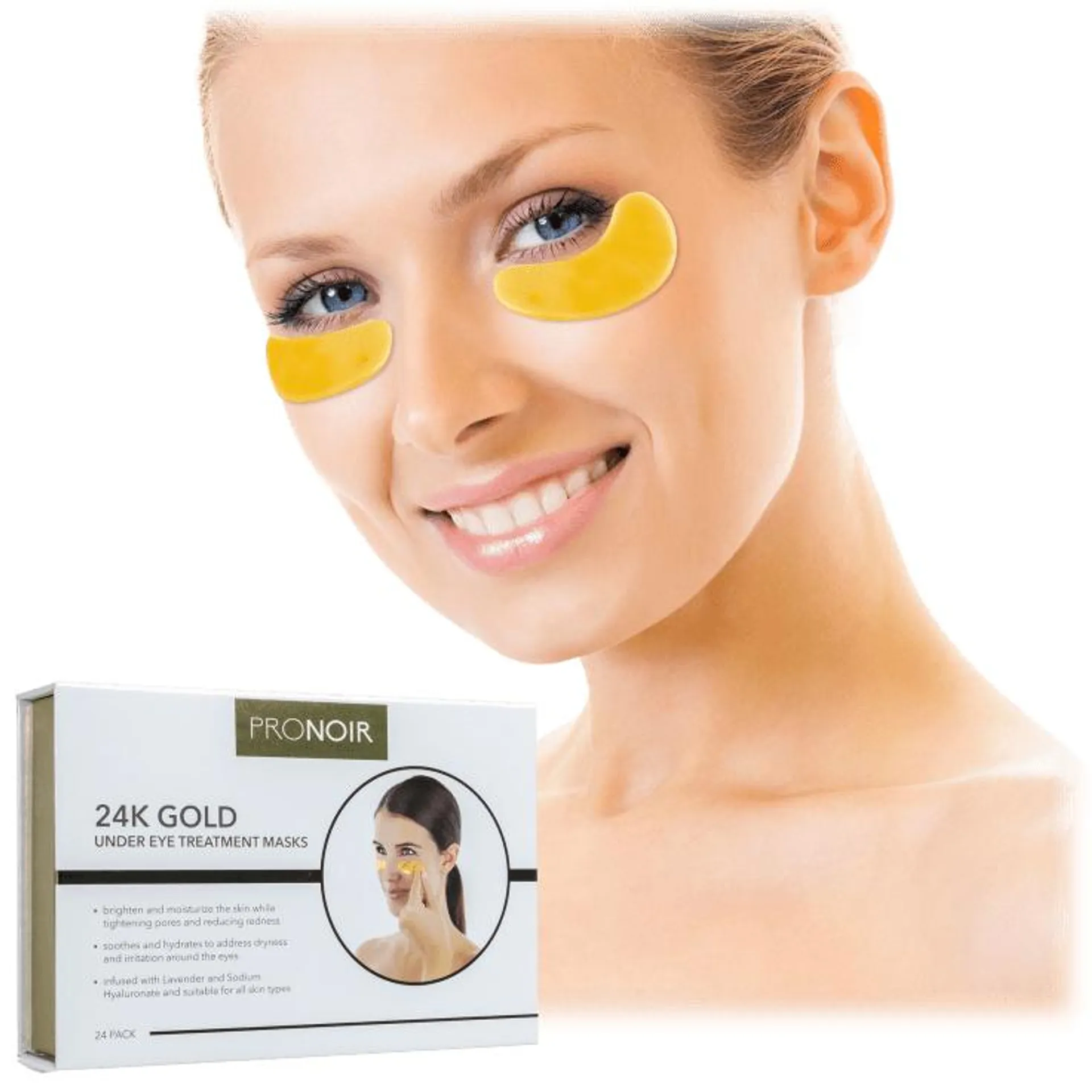 Paquete de 24: ProNoir Oro 24K Mascarillas Tratamiento para el Contorno de Ojos