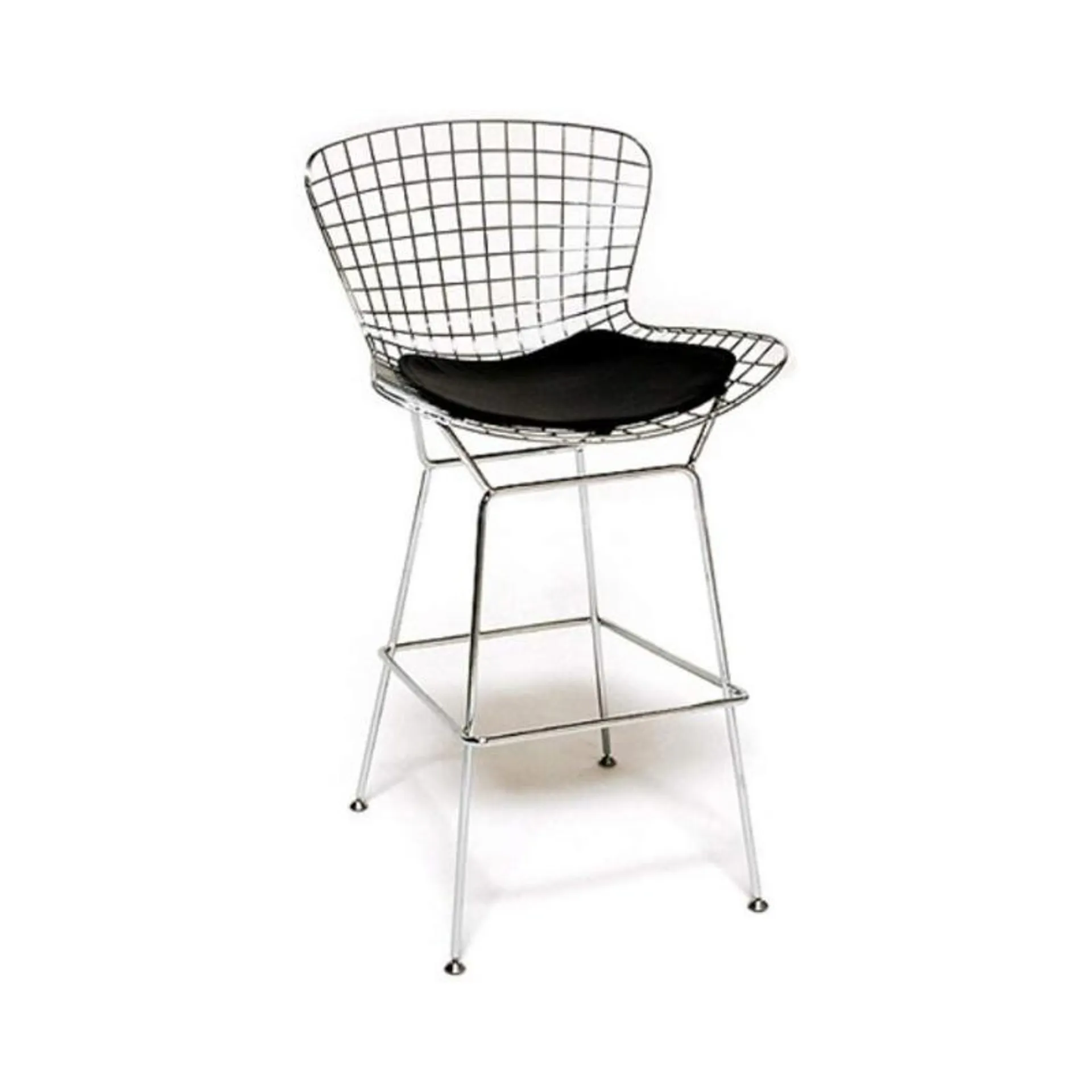 BetterBeds Harry Bertoia Bar Stool Chromed Wire Frame Bar Height Stool, Black