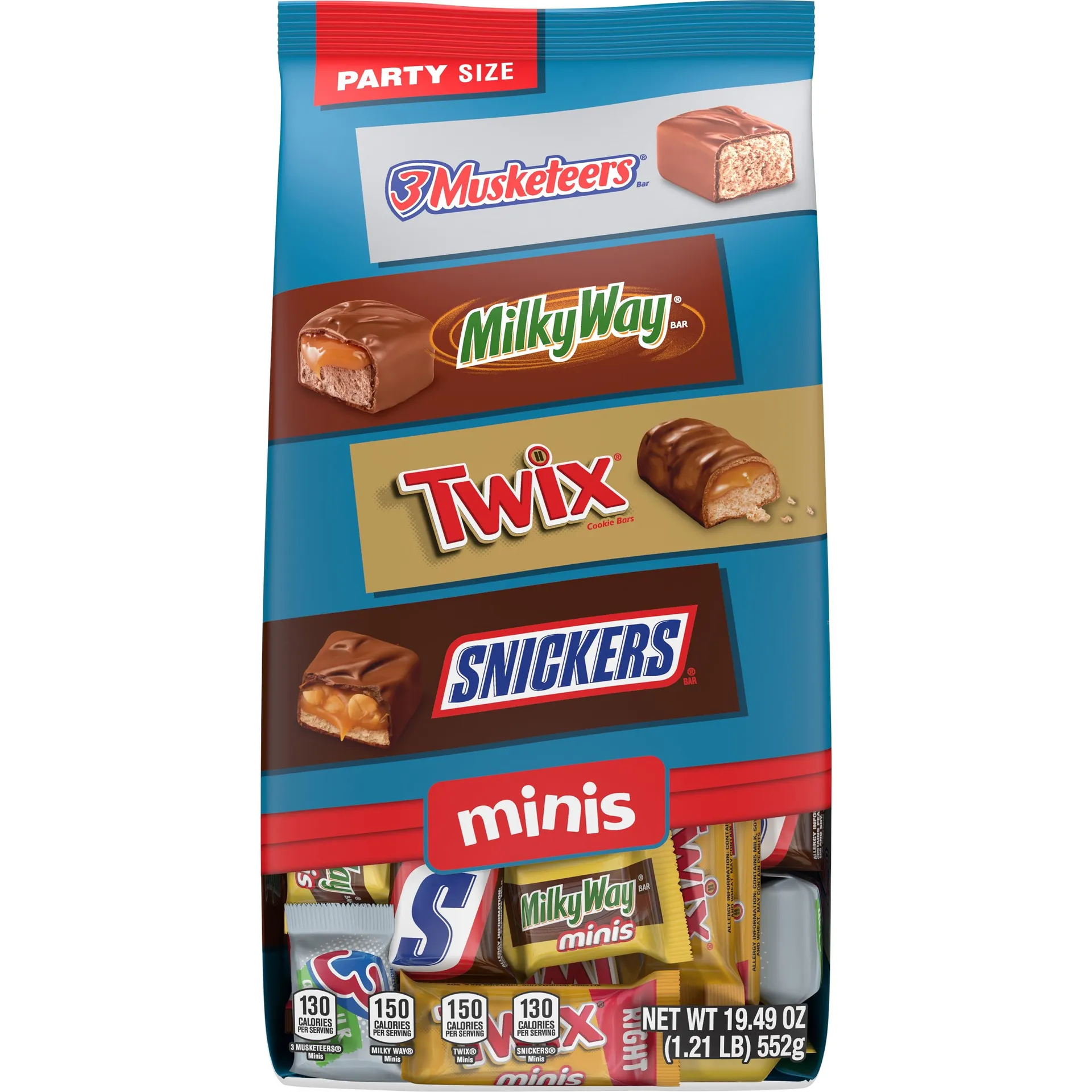 Mars Mixed Snickers, Twix, Milky Way, & 3 Musketeers Minis Chocolate Bars - 19.49 oz Bulk Bag