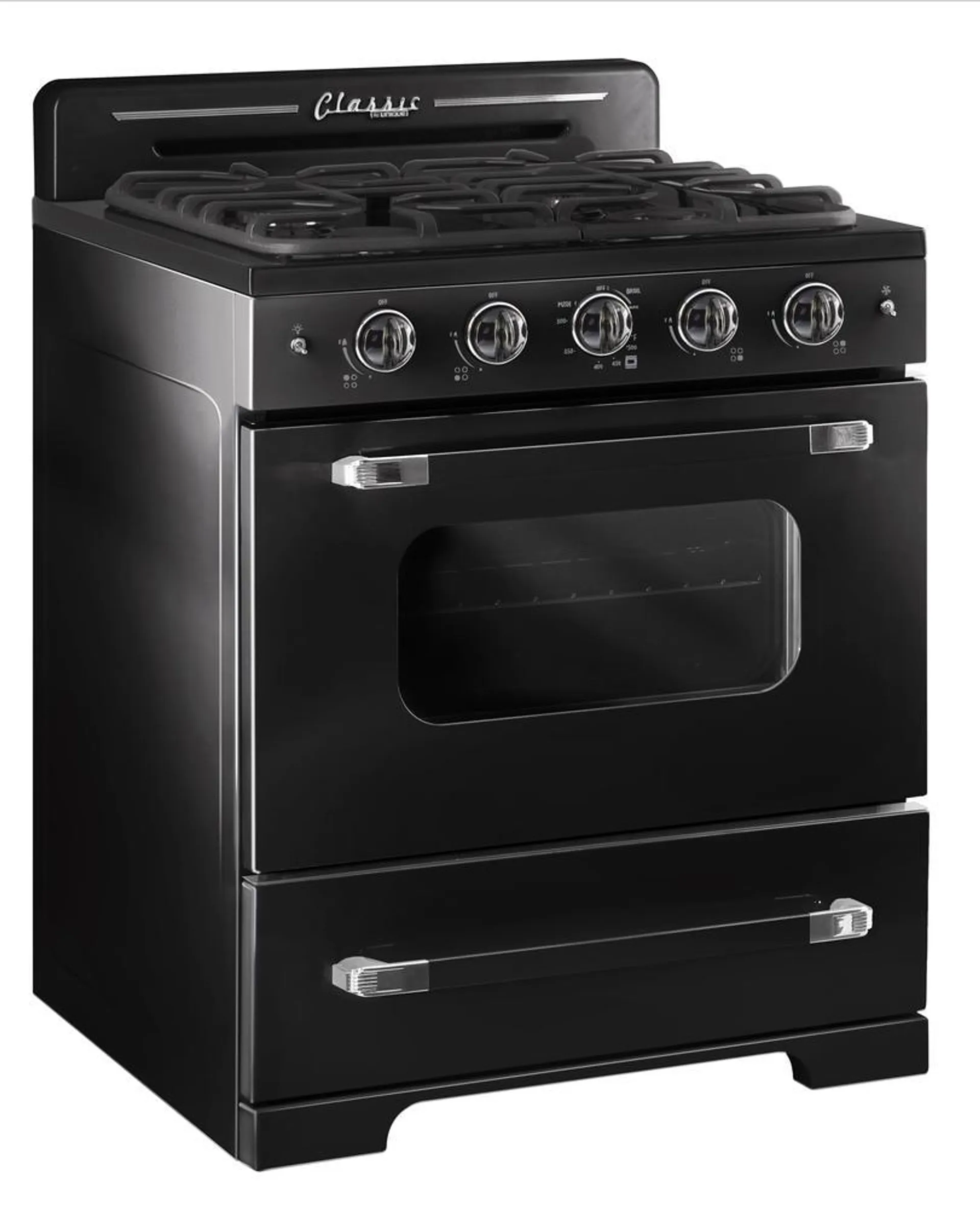 Unique® 30" 3.9 cu.ft. Midnight Black Retro Gas Range