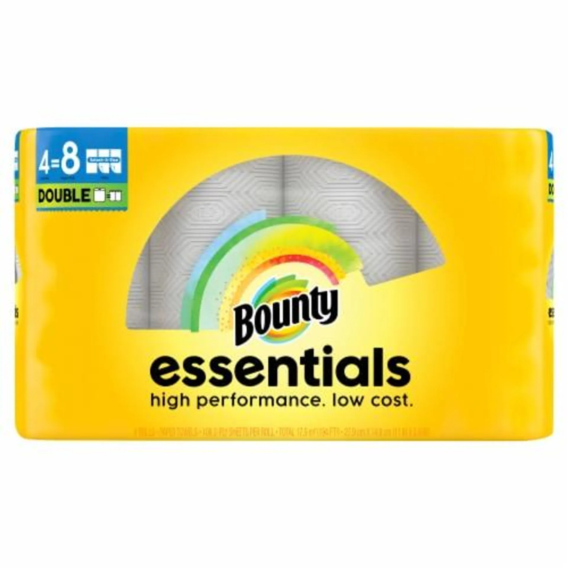 Bounty Essentials Select-A-Size Paper Towels, 4 Double Rolls, White, 108 Sheets Per Roll